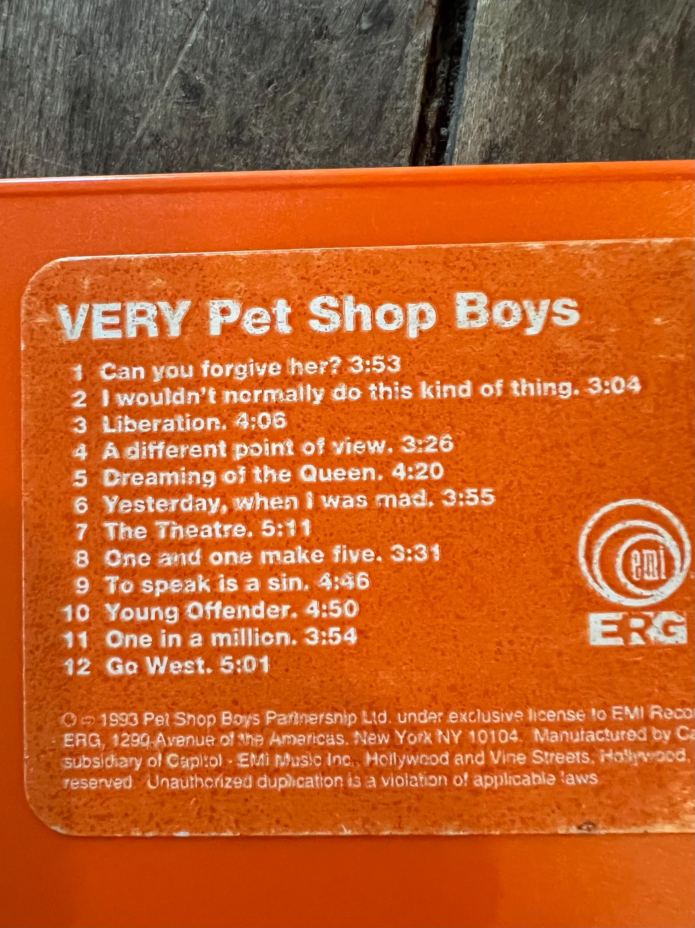 Pet Shop Boys “Very” CD - 1993 Retro Euro House - EMI Records USA