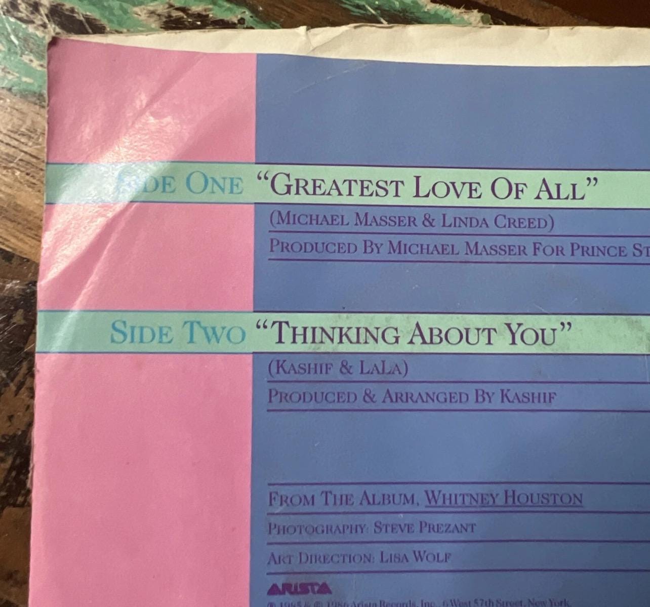 Whitney Houston - Greatest Love Of All 45 Record - 1985 Arista Vinyl