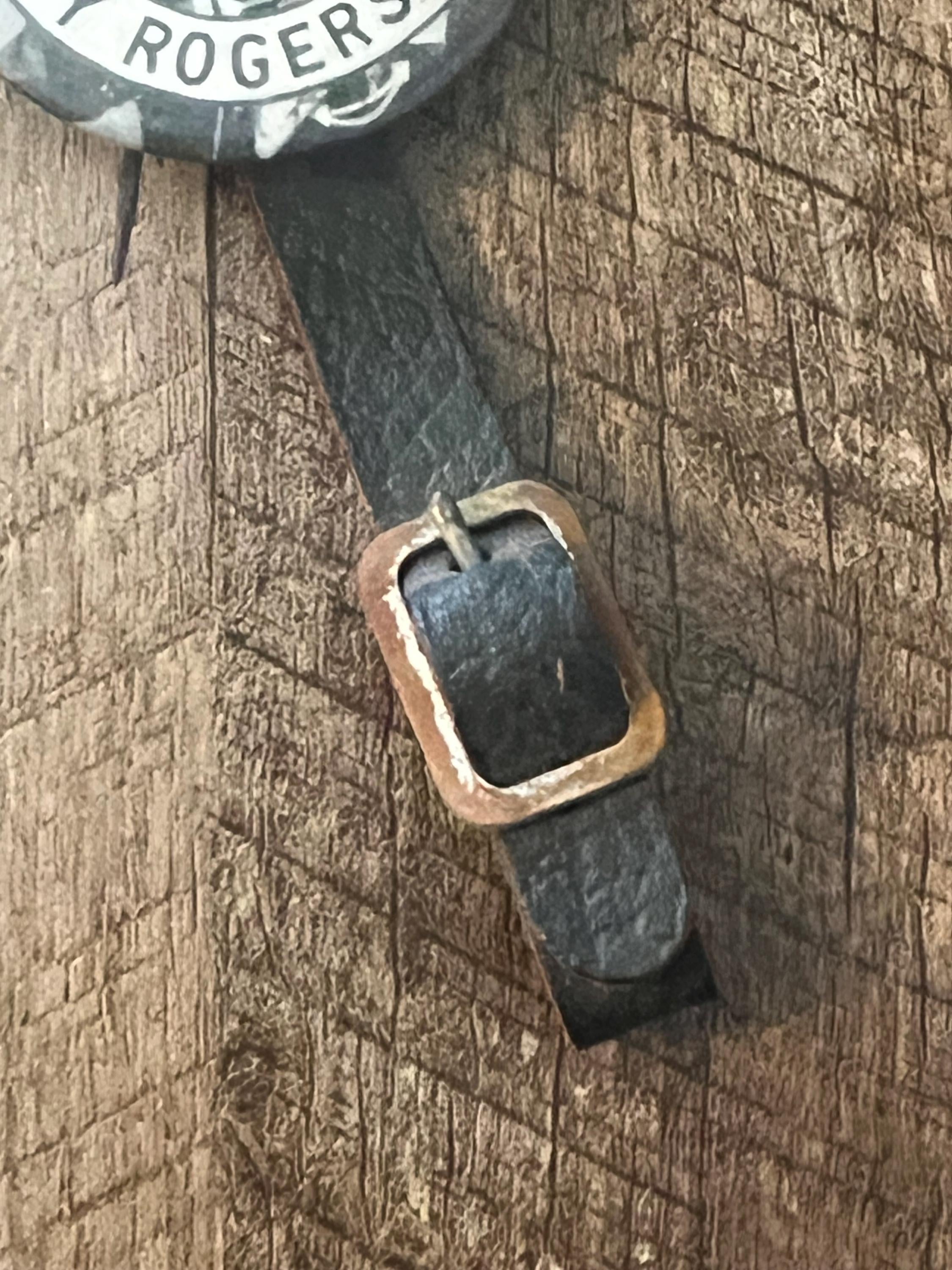 Vintage 1940s Roy Rogers Pinback Button & Leather Watch Fob - Cowboy Collectible