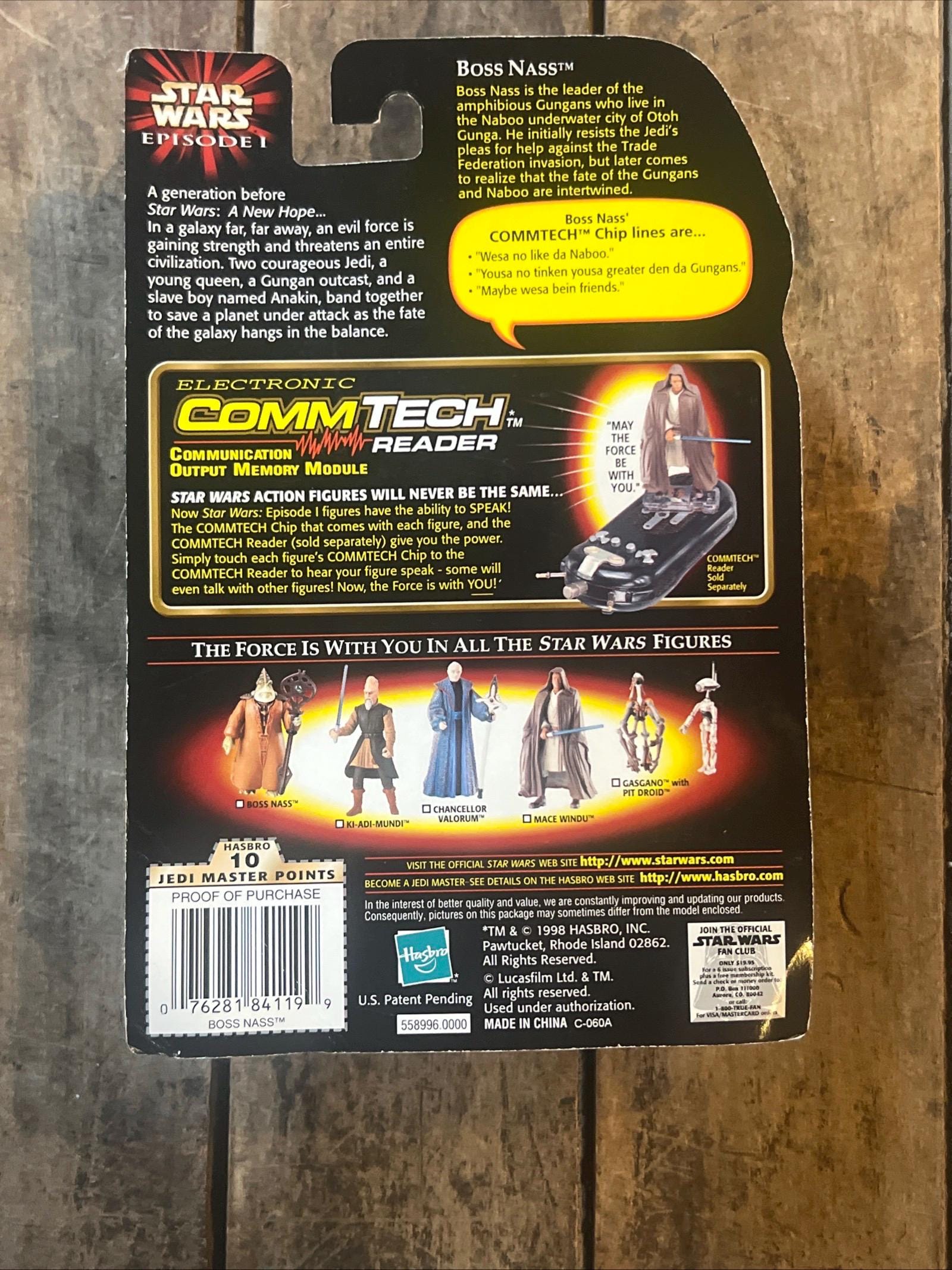 1998 Star Wars Episode 1 Boss Nass Action Figure - Commtech Chip, MOC