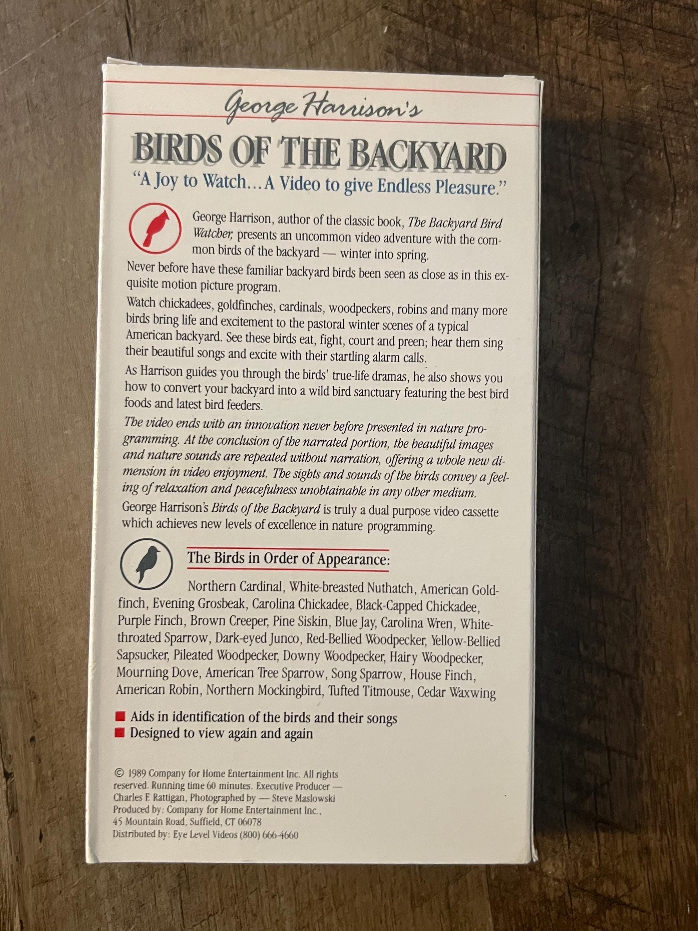 George Harrison’s Birds Of The Backyard ( VHS 1989 ) Winter To Spring