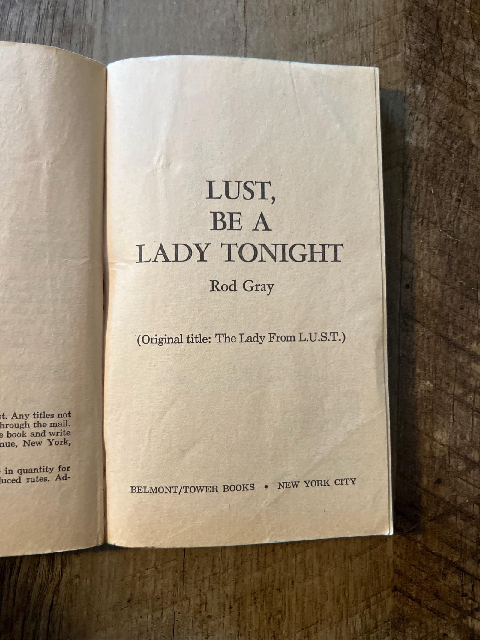 The Lady From L.U.S.T. by Rod Gray, 1973 Belmont Tower Book