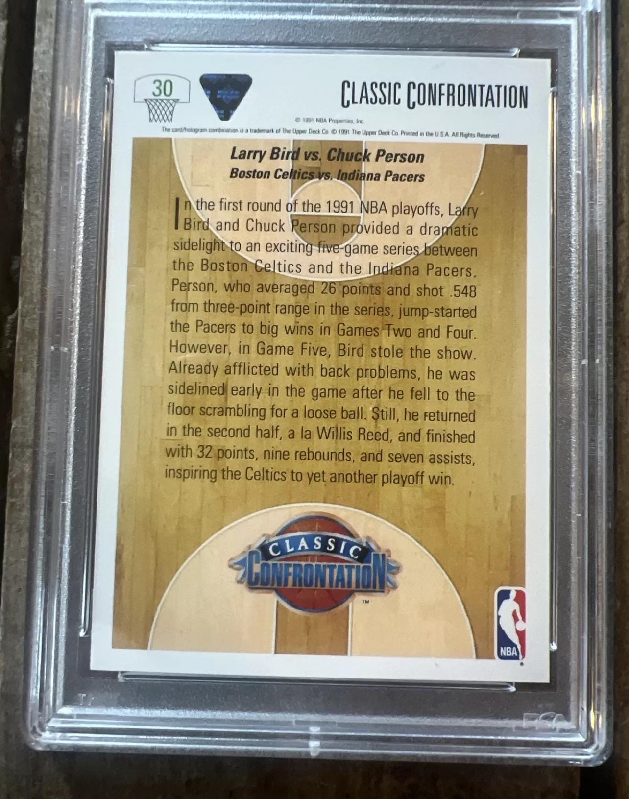 1991 Upper Deck Larry Bird vs Chuck Person Basketball Card - PSA 8
