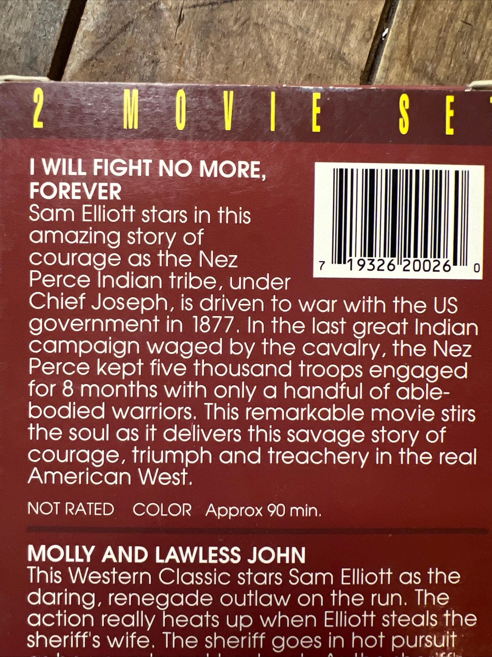 Sam Elliot VHS Box Set: Molly and Lawless John, I Will Fight No More