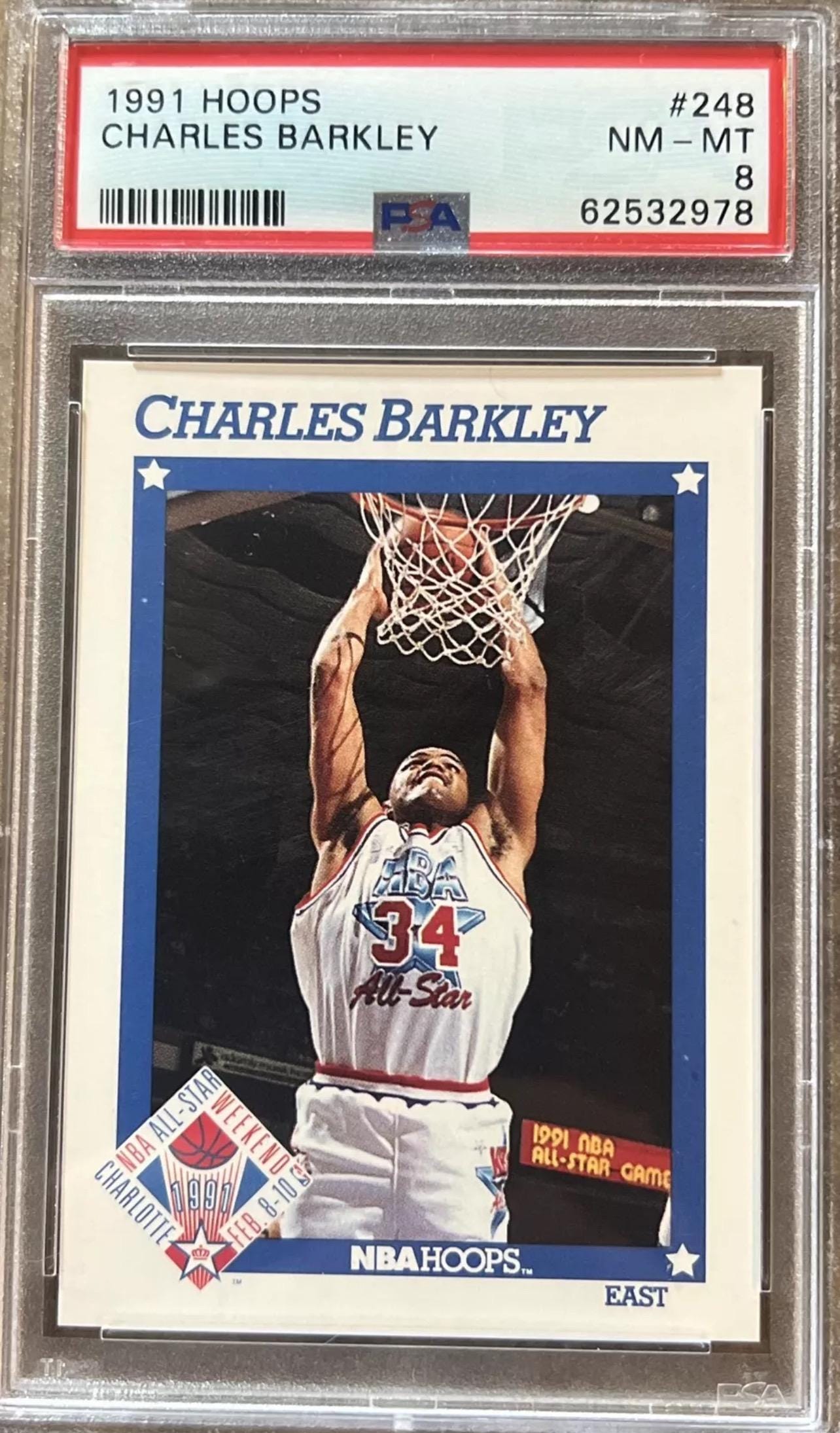 Vintage 1991 NBA Hoops Charles Barkley All-Star Card - PSA 8