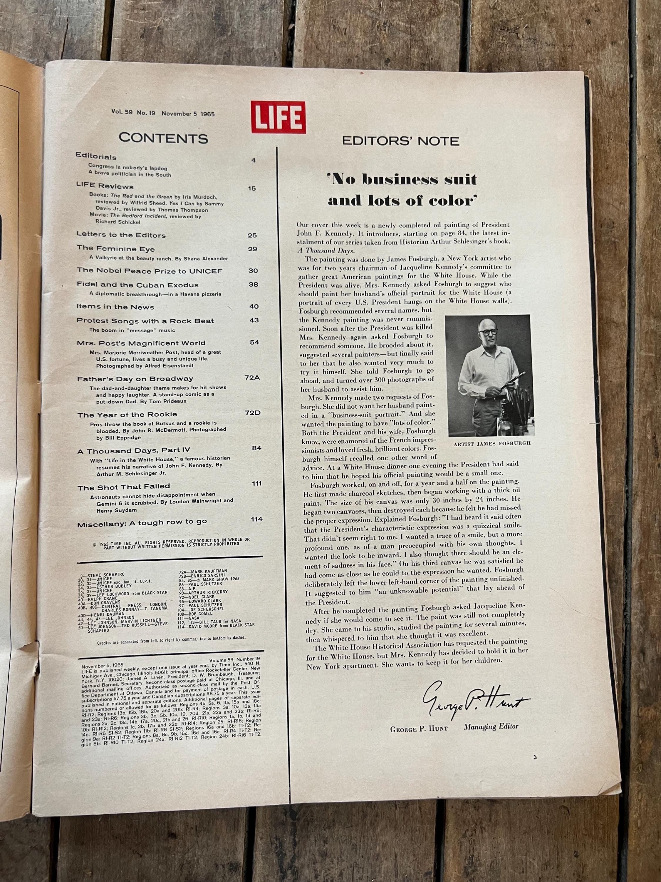 LIFE Magazine - November 5, 1965 - President John F Kennedy Cover & Feature