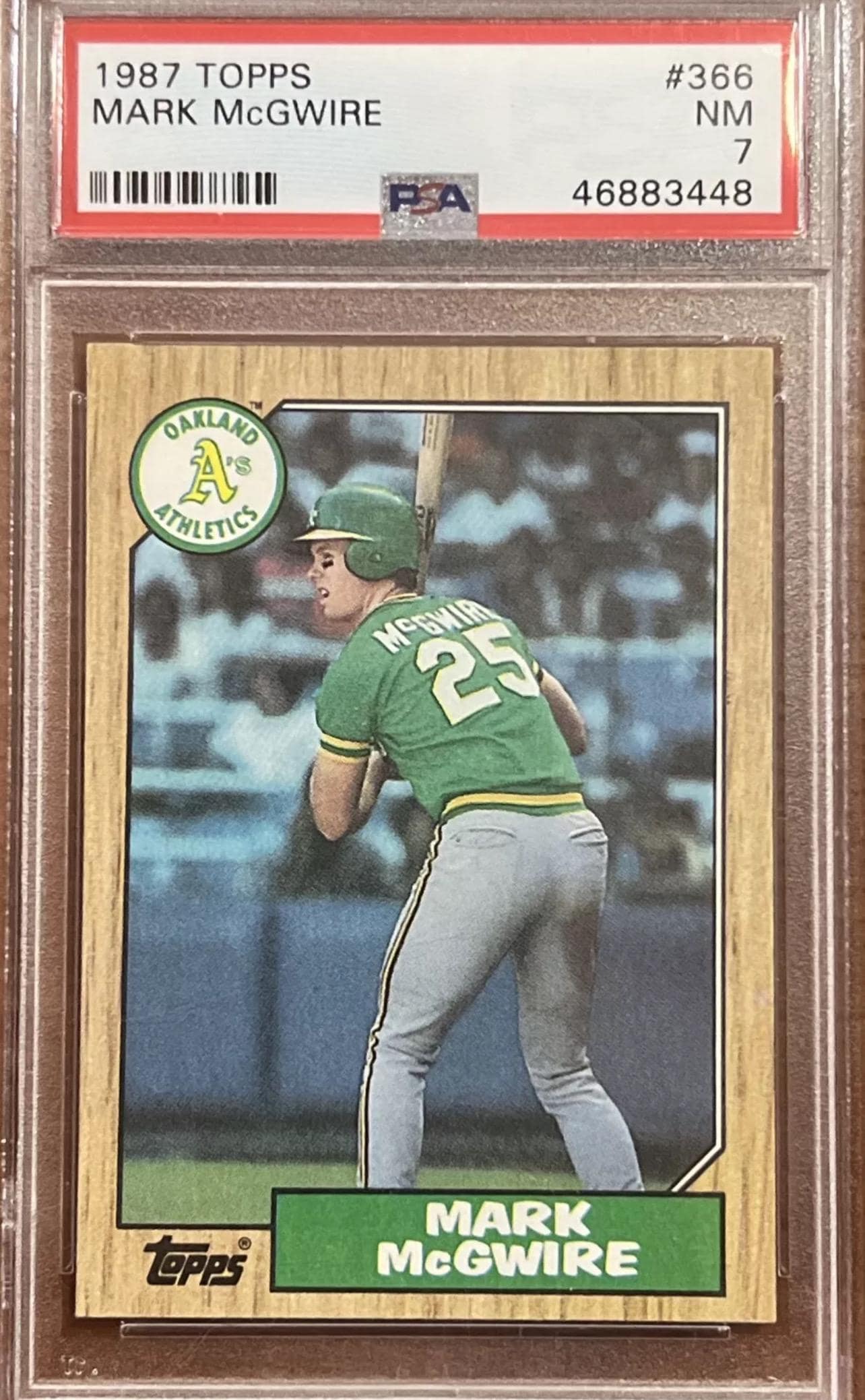 1987 Topps Mark McGwire Rookie Card - Oakland A’s - PSA 7 Graded