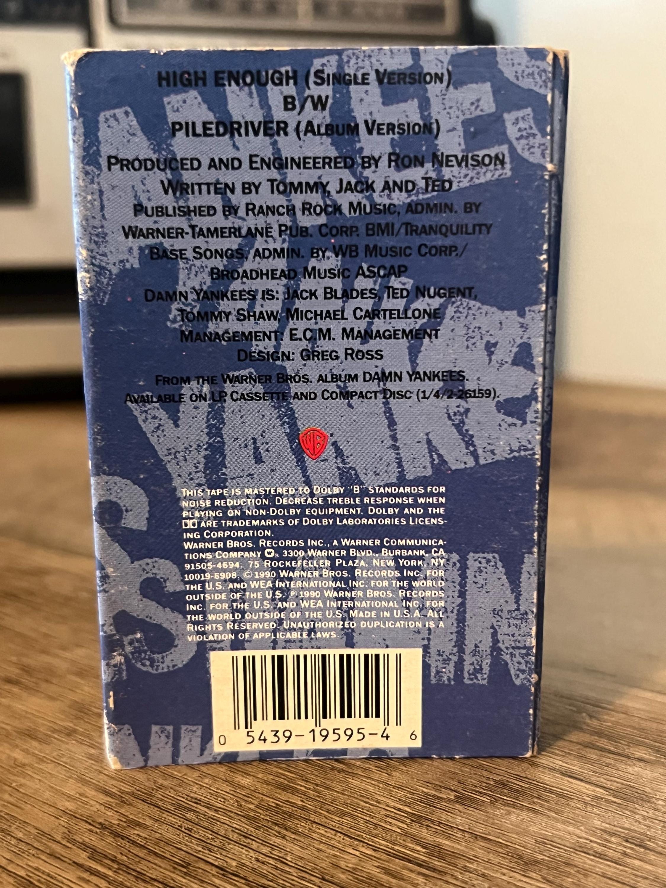 Vintage 1990 Damn Yankees "High Enough" Cassette Tape