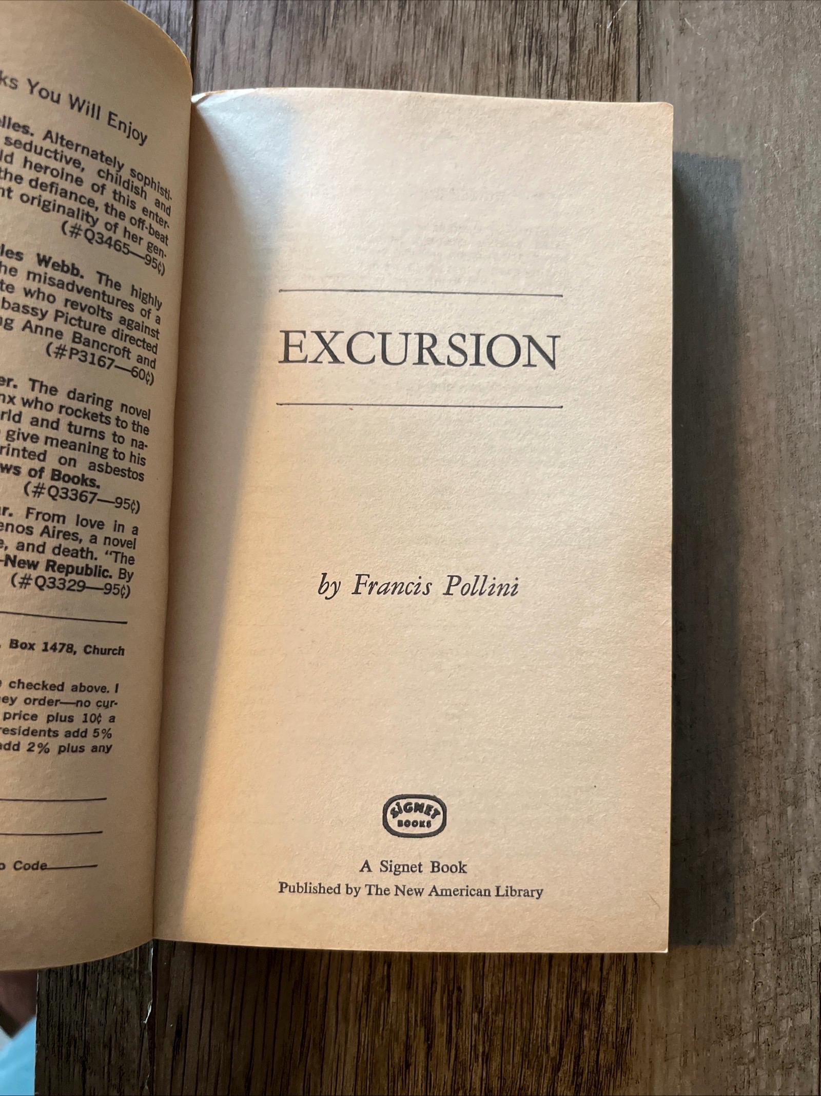 Excursion by Francis Pollini ( 1968 Signet Books Paperback)