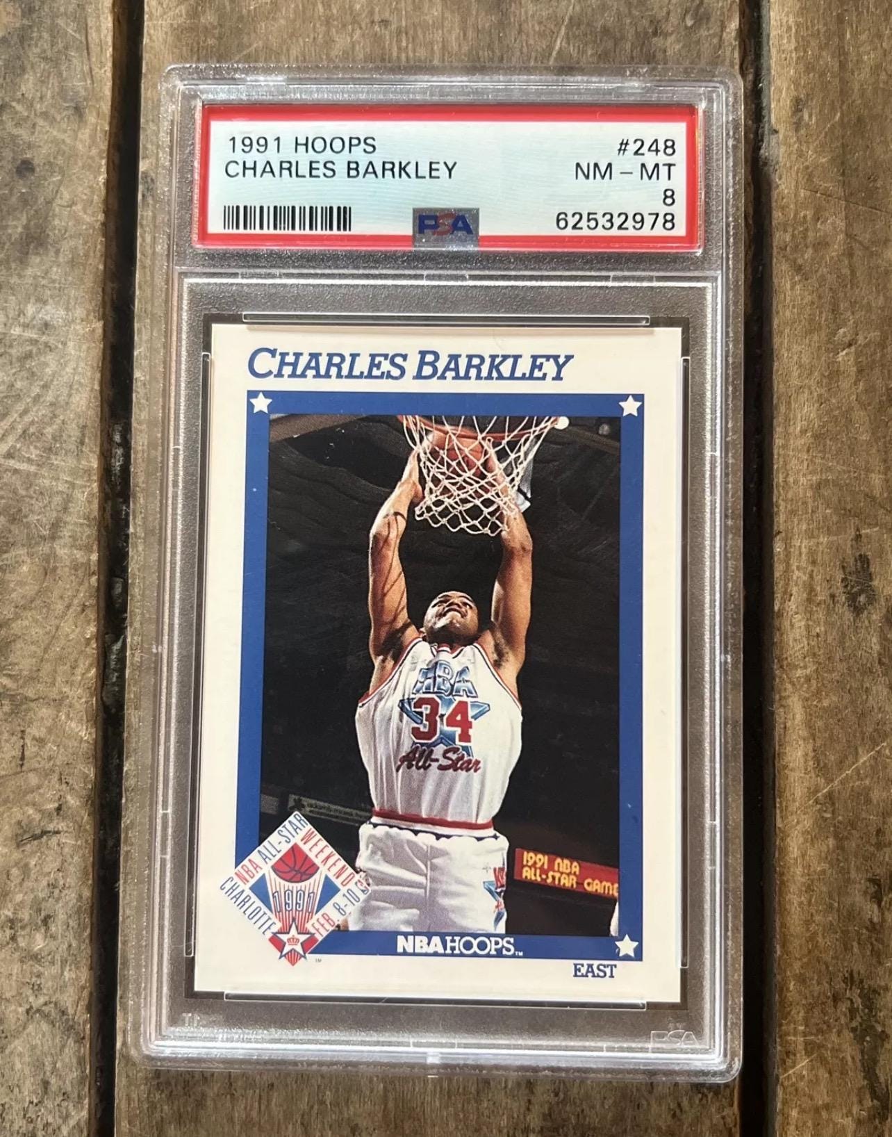 Vintage 1991 NBA Hoops Charles Barkley All-Star Card - PSA 8
