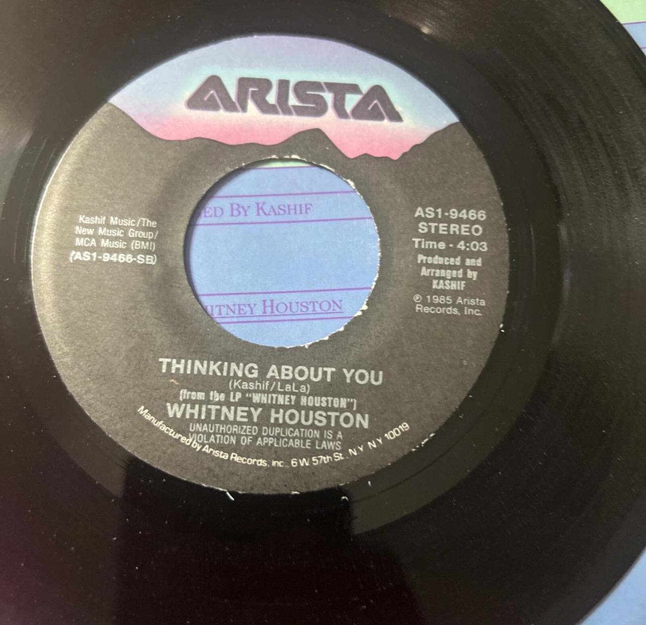Whitney Houston - Greatest Love Of All 45 Record - 1985 Arista Vinyl