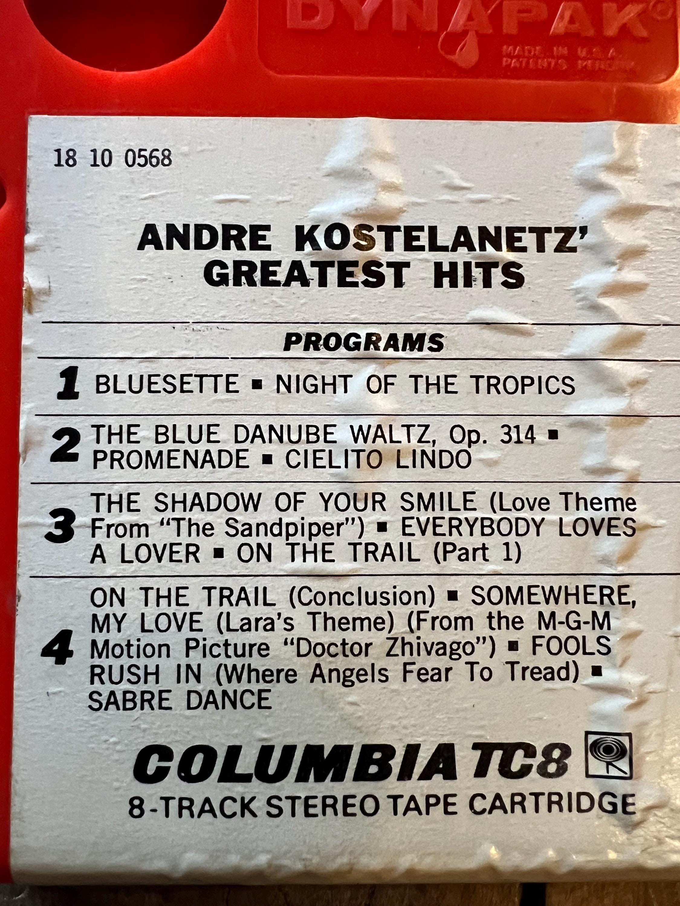 1968 Andre Kostelanetz Greatest Hits - Columbia Records 8-Track Tape