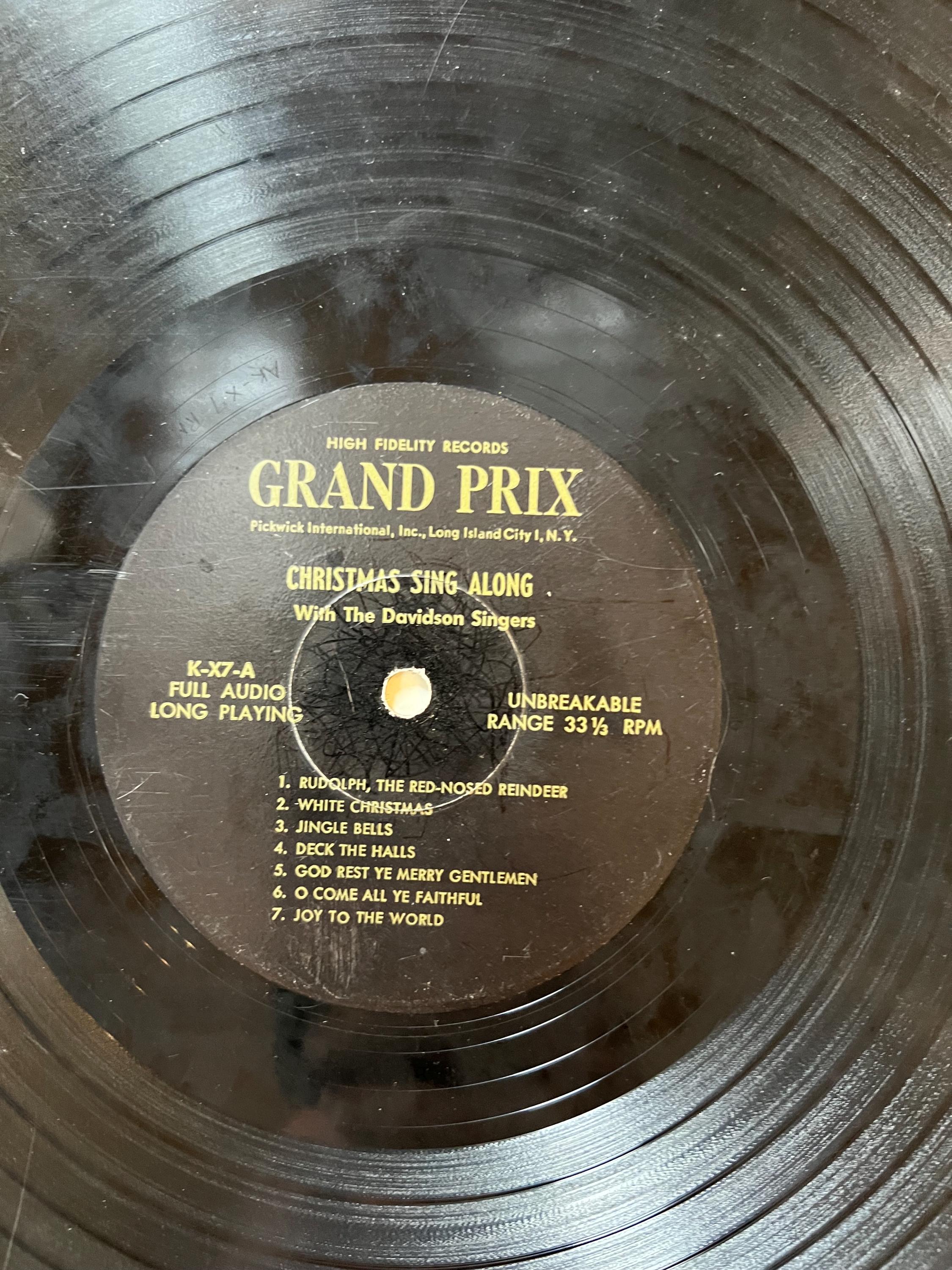 The Davidson Singers -Christmas Sing A Long- Grand Prix Records - LP Vinyl Album