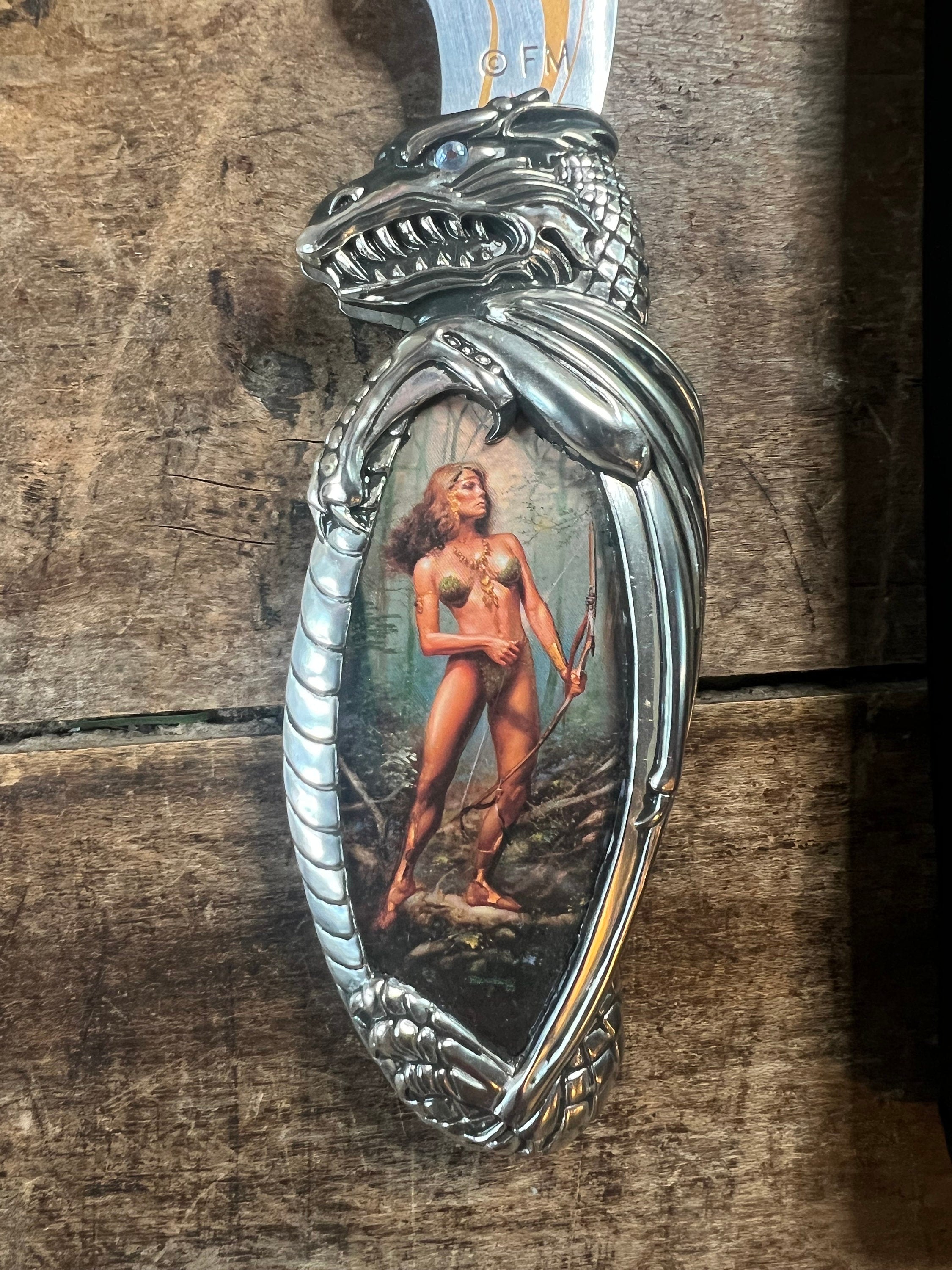 Vintage 1990s Boris Vallejo Fantasy Collector Knife: Enchantress of the Forest