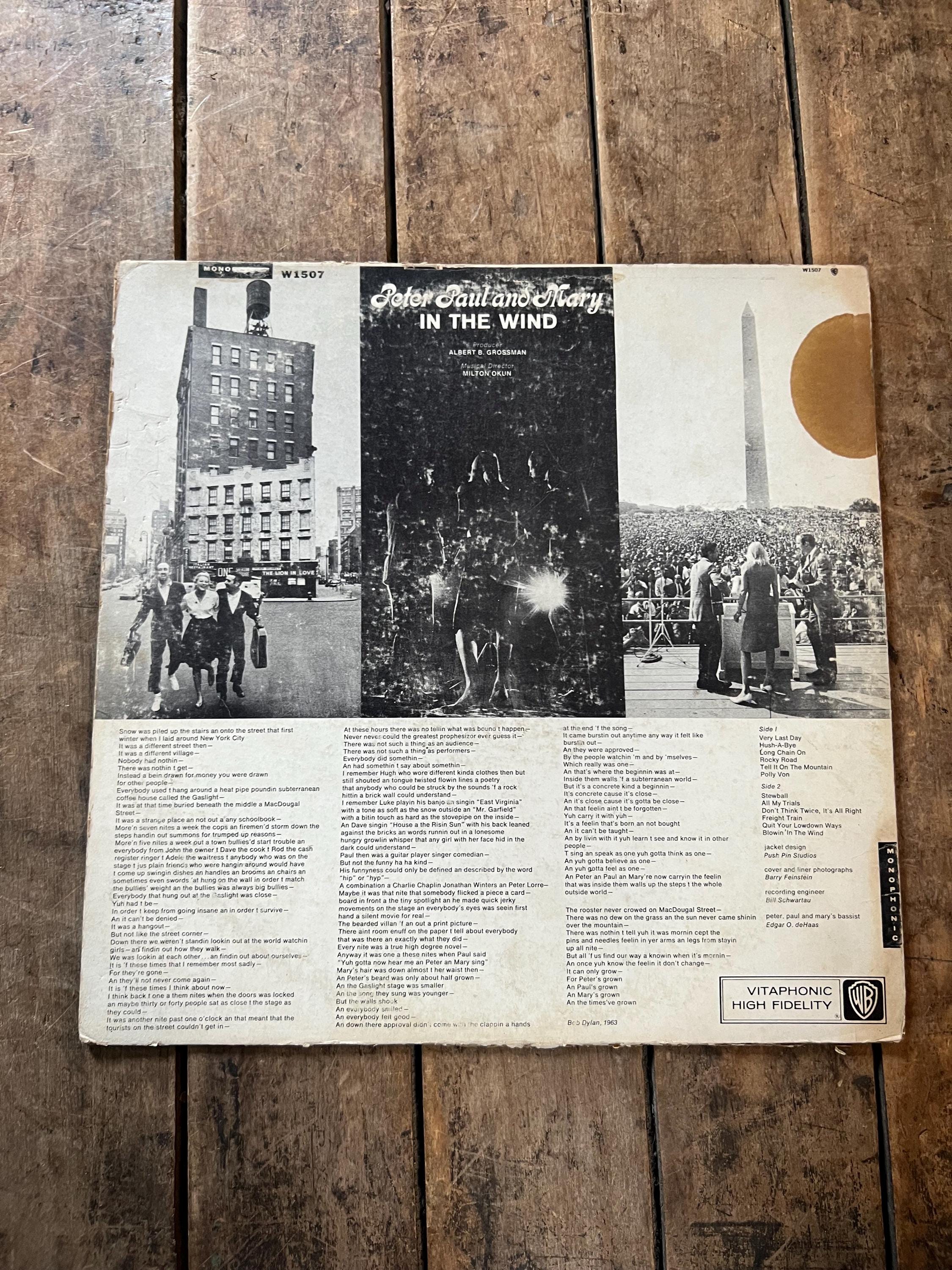 Peter Paul and Mary "In The Wind" LP - 1963 Warner Bros Retro Vinyl Record