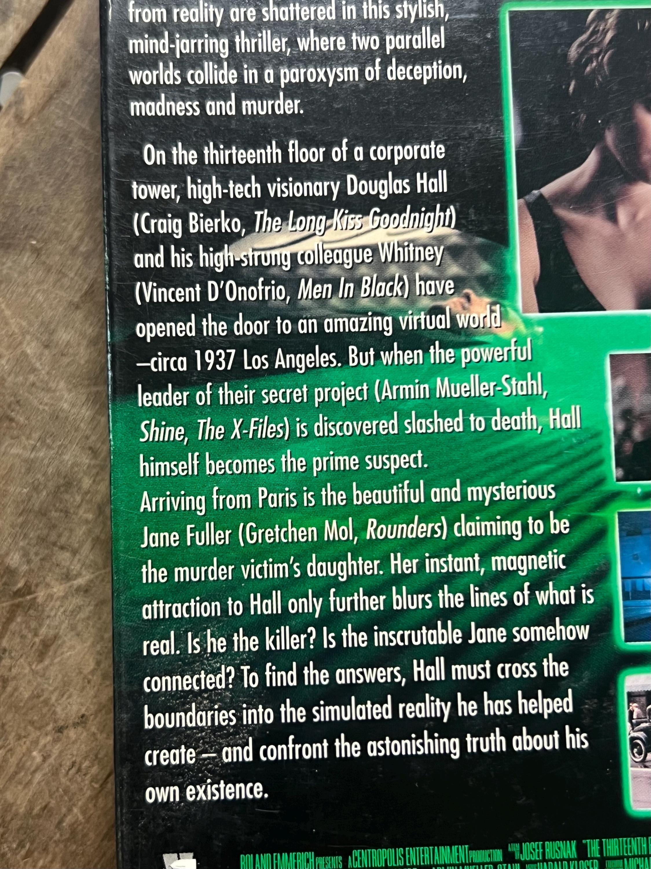 The Thirteenth Floor - VHS Movie ( 1999 ) - Starring Gretchen Mol & Craig Bierko