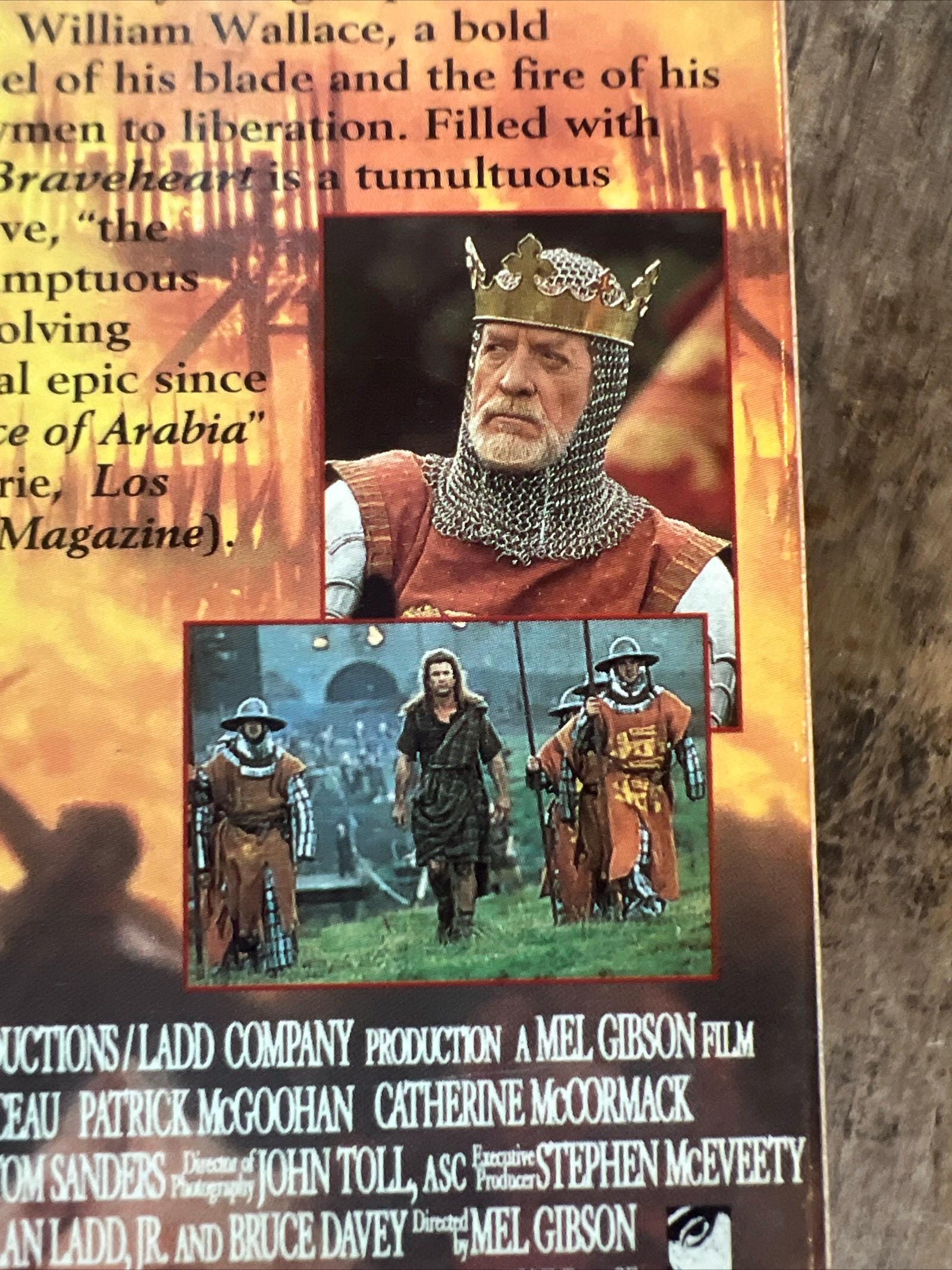 1995 BRAVEHEART staring Mel Gibson & Sophie Marceau - Paramount VHS Movie