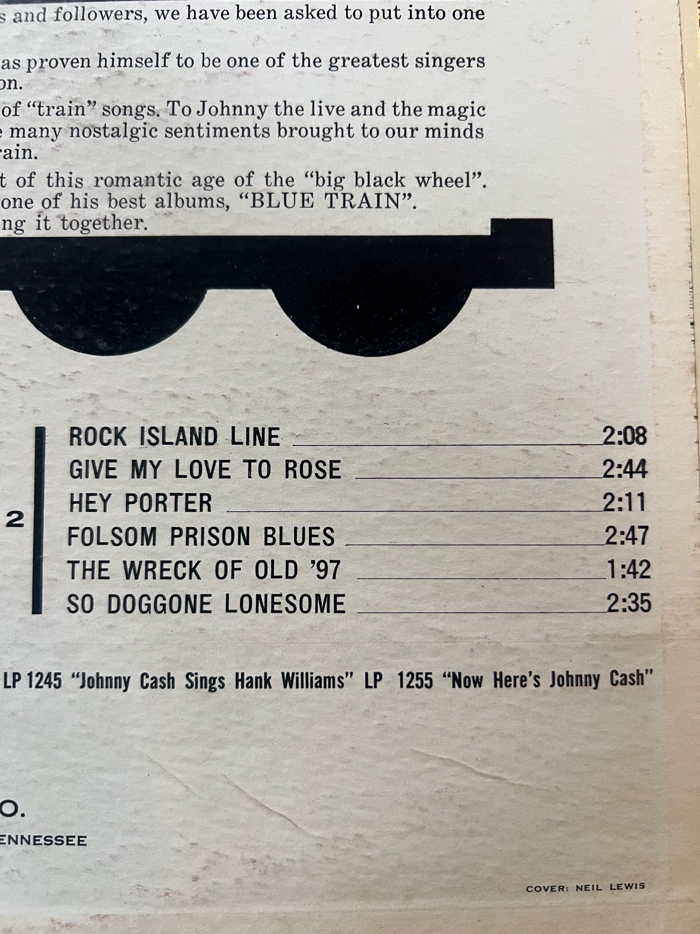 Johnny Cash "All Aboard The Blue Train" Vinyl LP - 1963 Sun Records