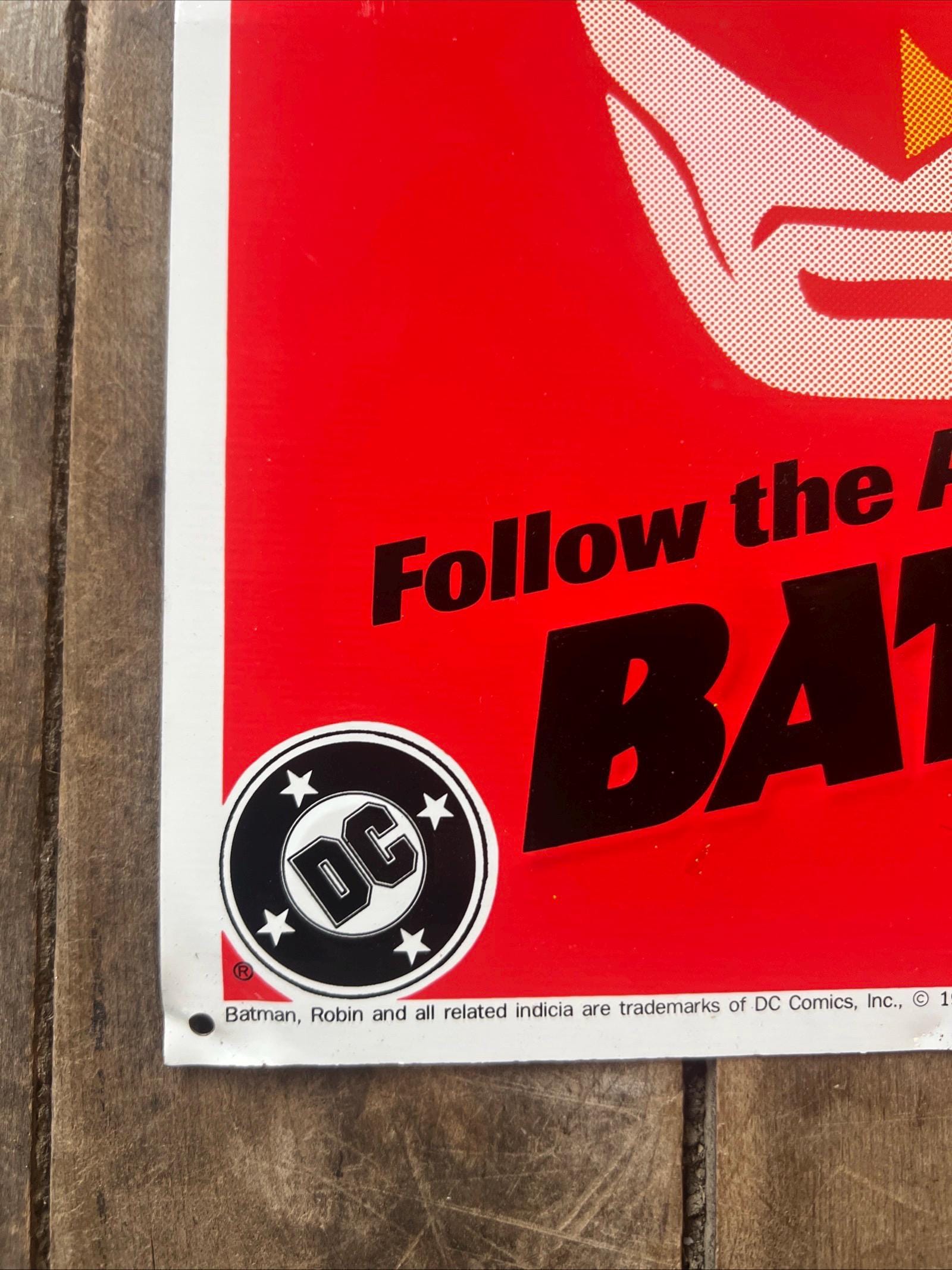 1990 BATMAN and ROBIN - DC Comics - Kitchen Sink Press - Embossed Metal sign Advertising - Daily Comic Strip Sign