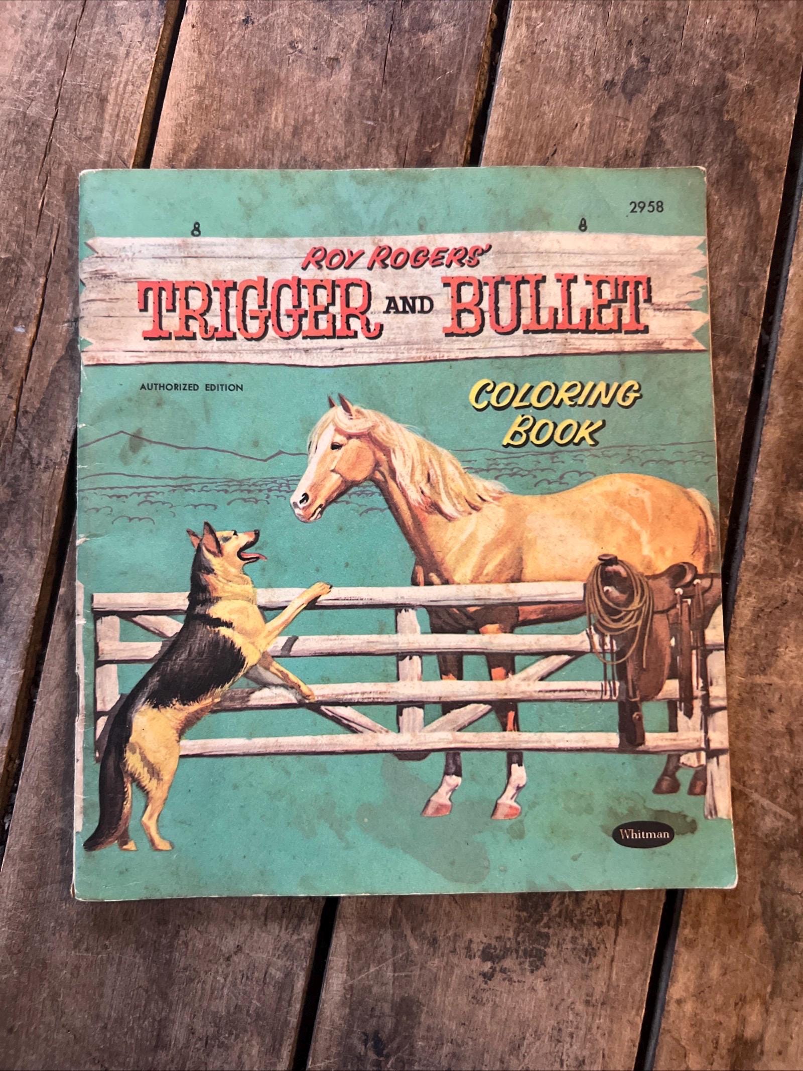 Vintage 1959 Roy Rogers Coloring Book: Trigger and Bullet, Whitman Publishing