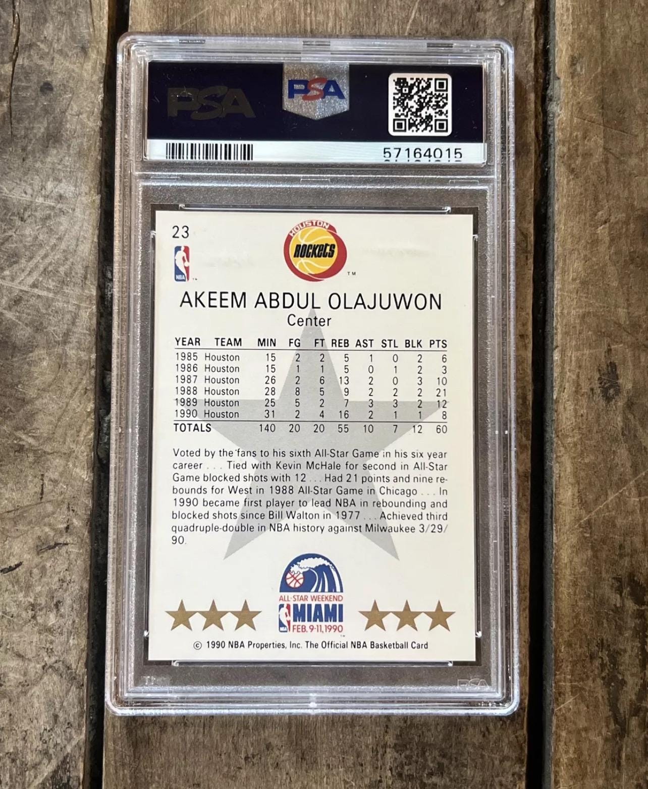 Akeem Olajuwon 1990 NBA Hoops All-Star Card - PSA 9 Mint