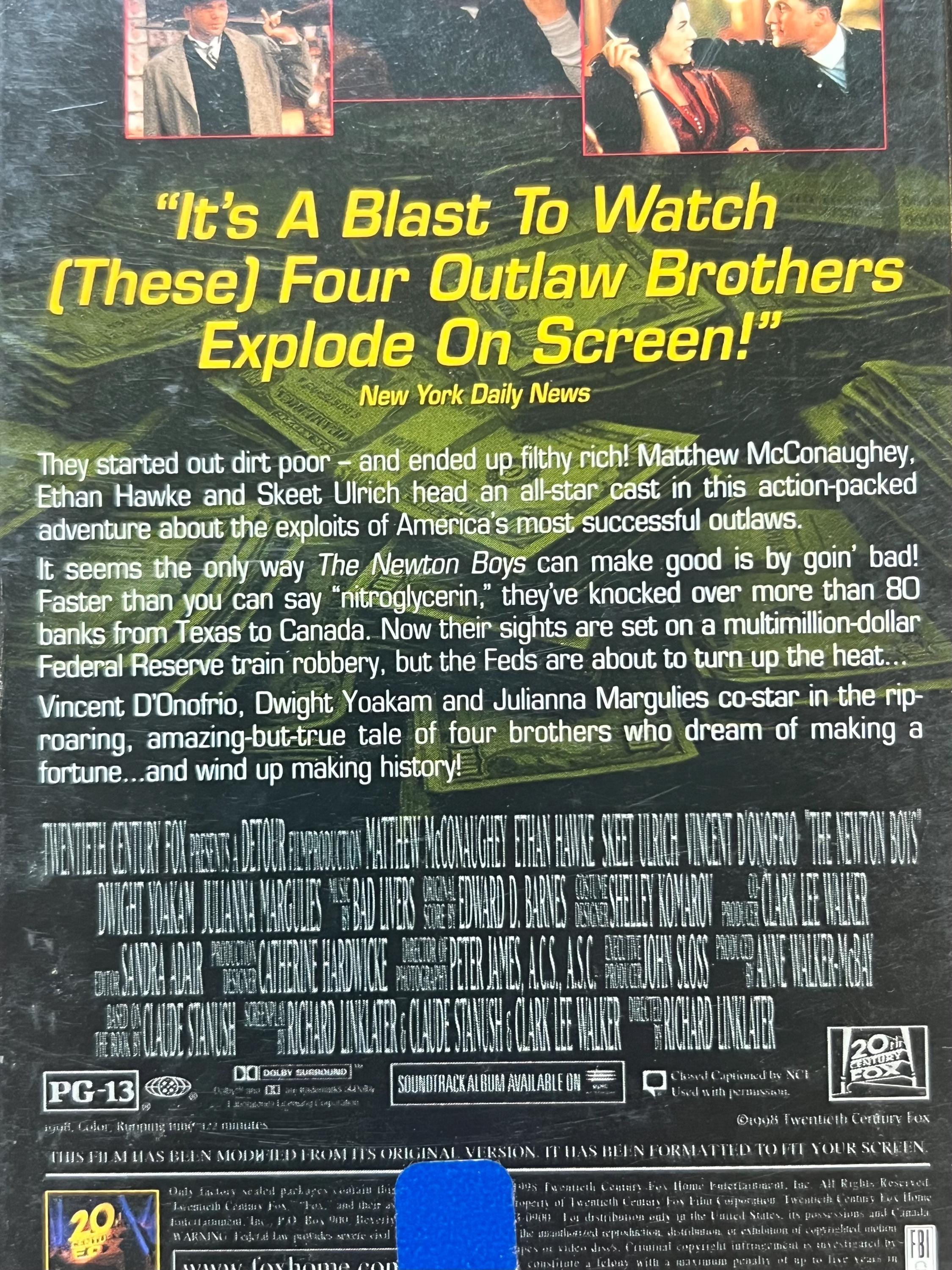 NEWTON BOYS - VHS Movie ( 1998 ) - Starring Mathew McConaughey & Ethan Hawke