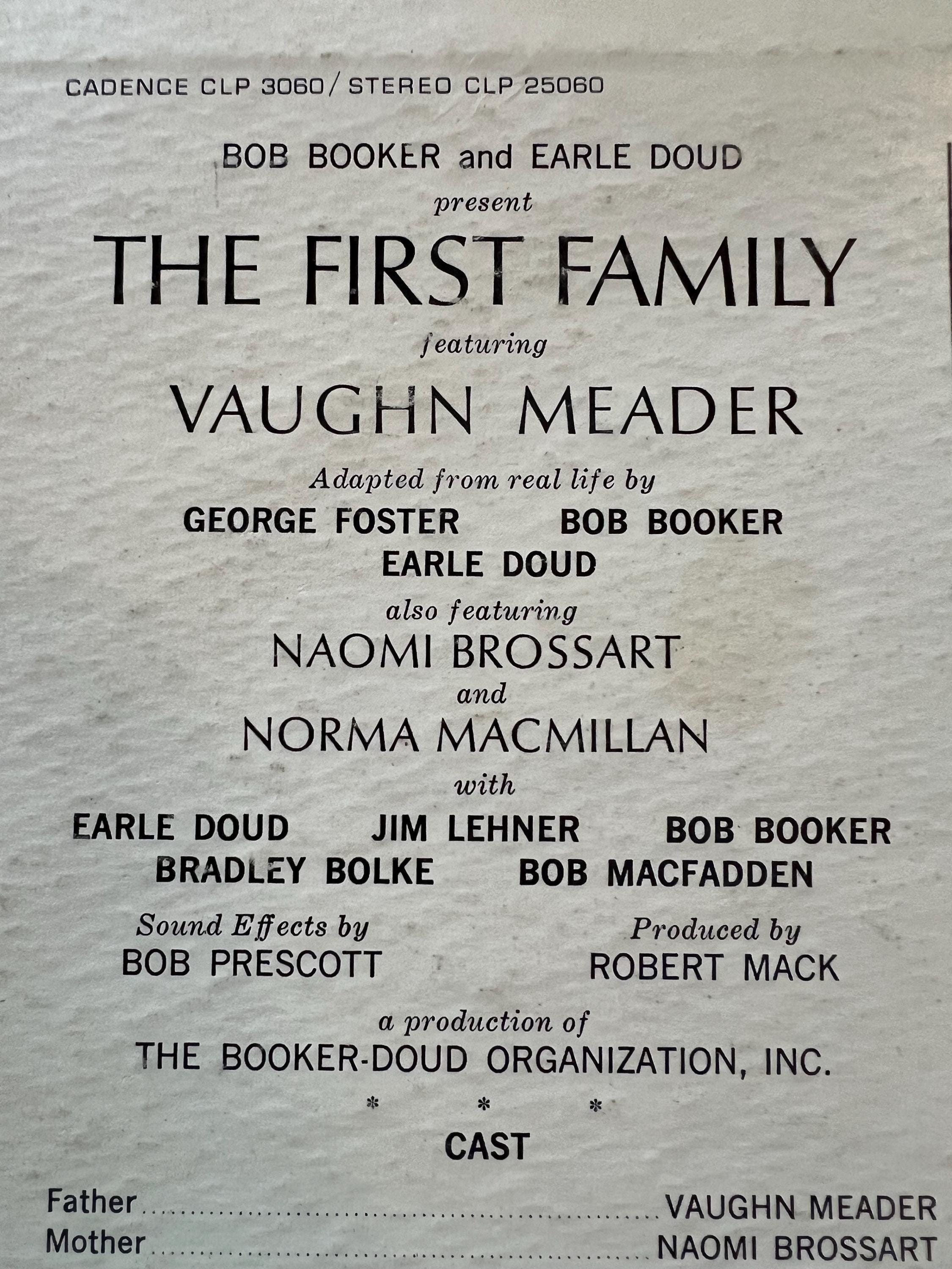 The First Family - 1962 - Original LP Record - Cadence Records - Retro Vinyl Record - Comedy Album