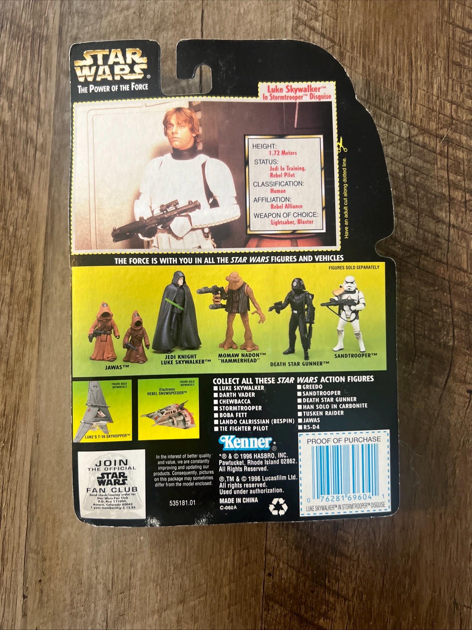 1996 Kenner Star Wars Luke Skywalker Stormtrooper Disguise Action Figure - MOC