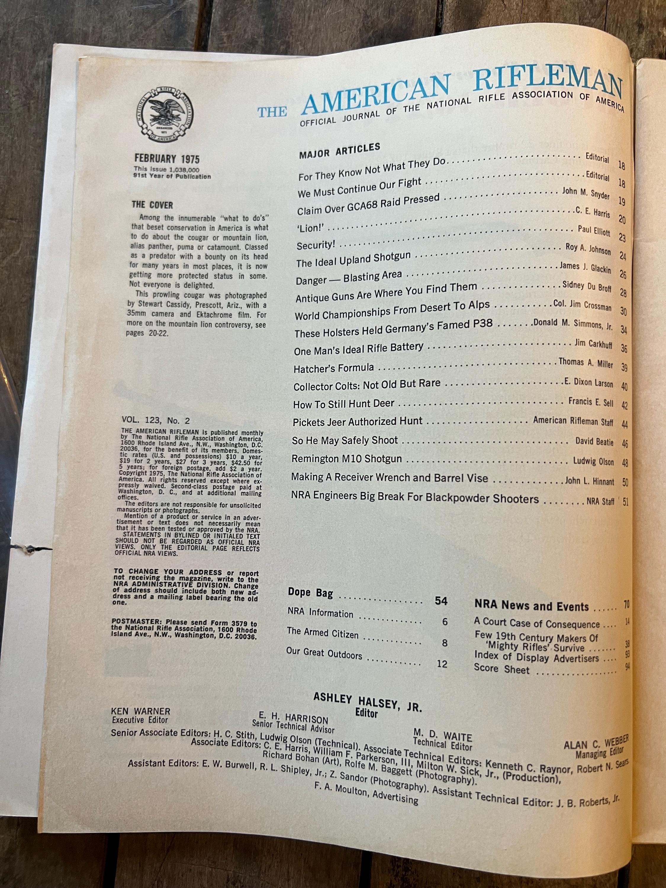 Vintage 1975 American Rifleman Magazine - February Edition