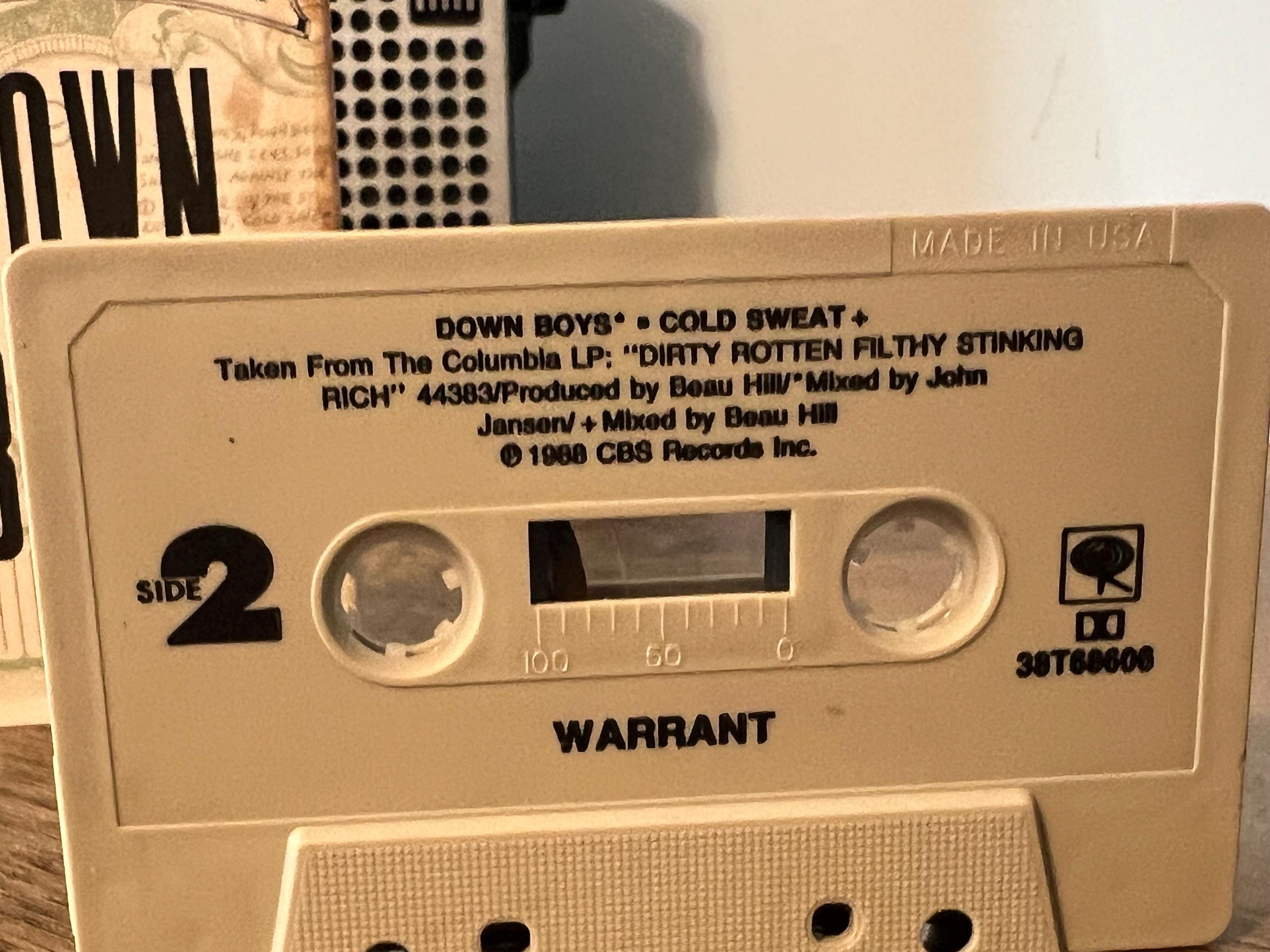 Vintage 1989 Warrant "Down Boys" Cassette Tape - Glam Heavy Metal