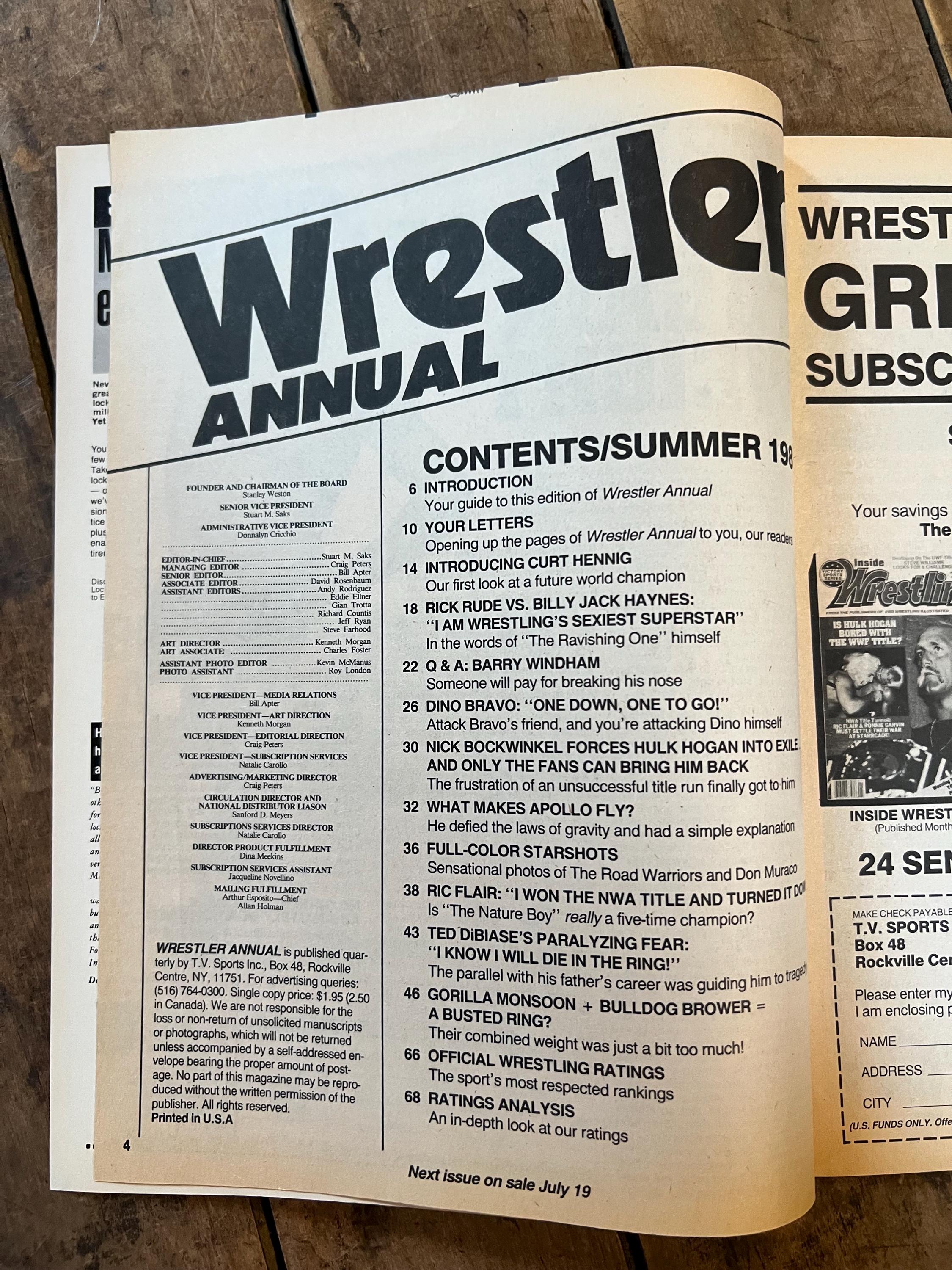 Wrestler Annual Magazine - Summer 1988 - WWF / WWE - Rick Rude Cover & Feature
