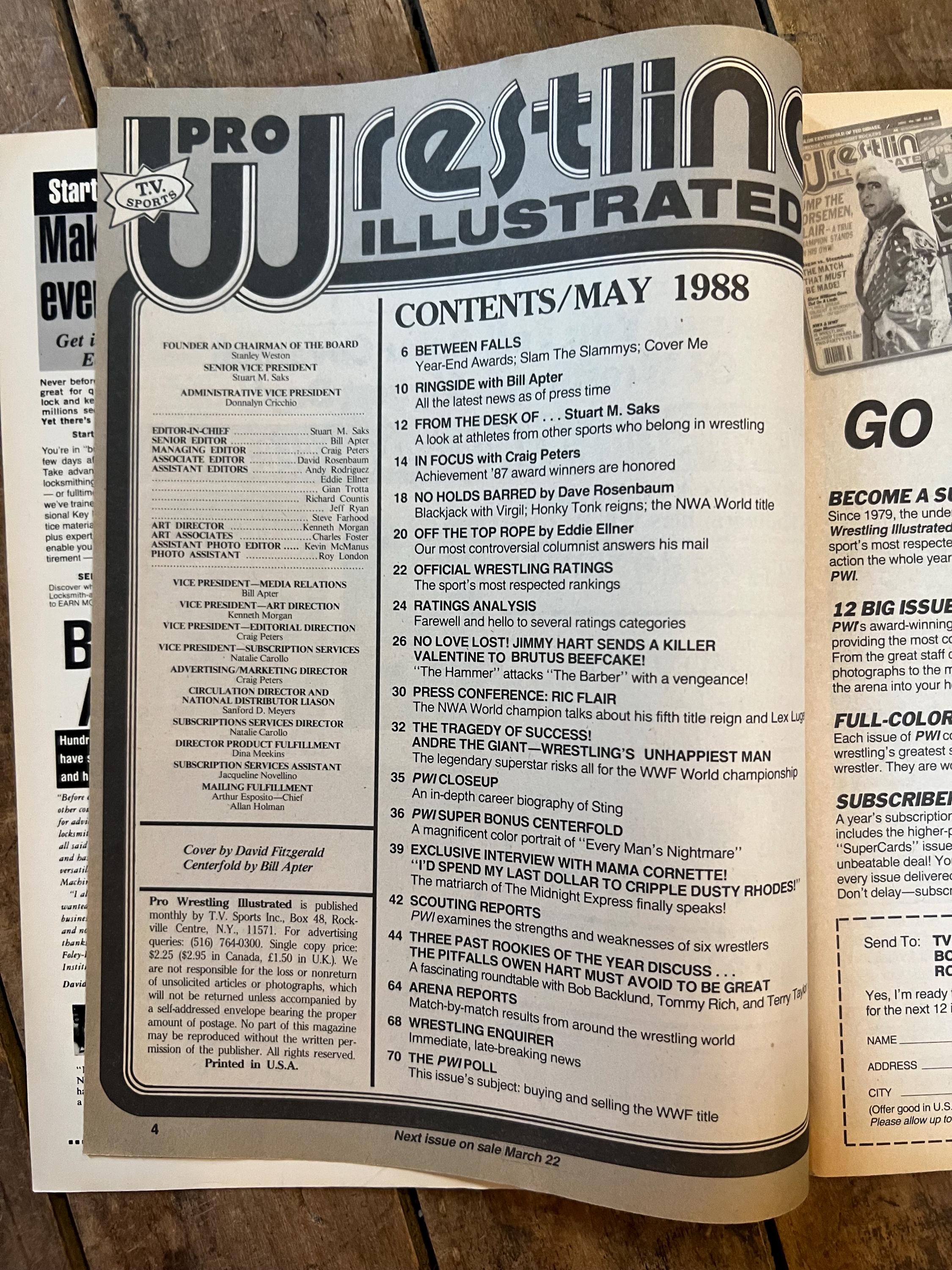 Pro Wrestling Illustrated Magazine  - May 1988- WWF WWE - Andre The Giant