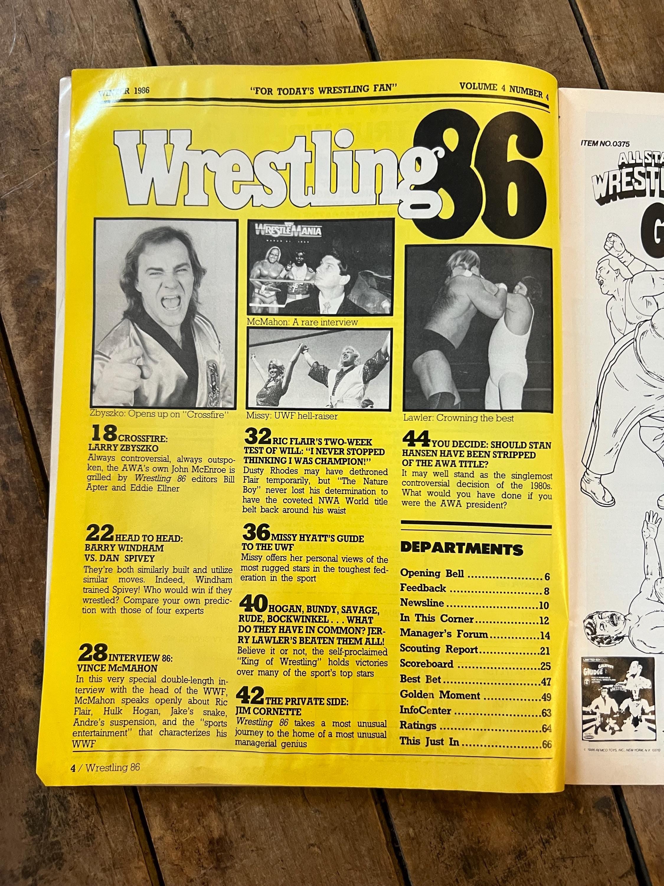 Wrestling 86 Magazine Winter 1986 Edition - WWF / WWE - Vince McMahon Cover