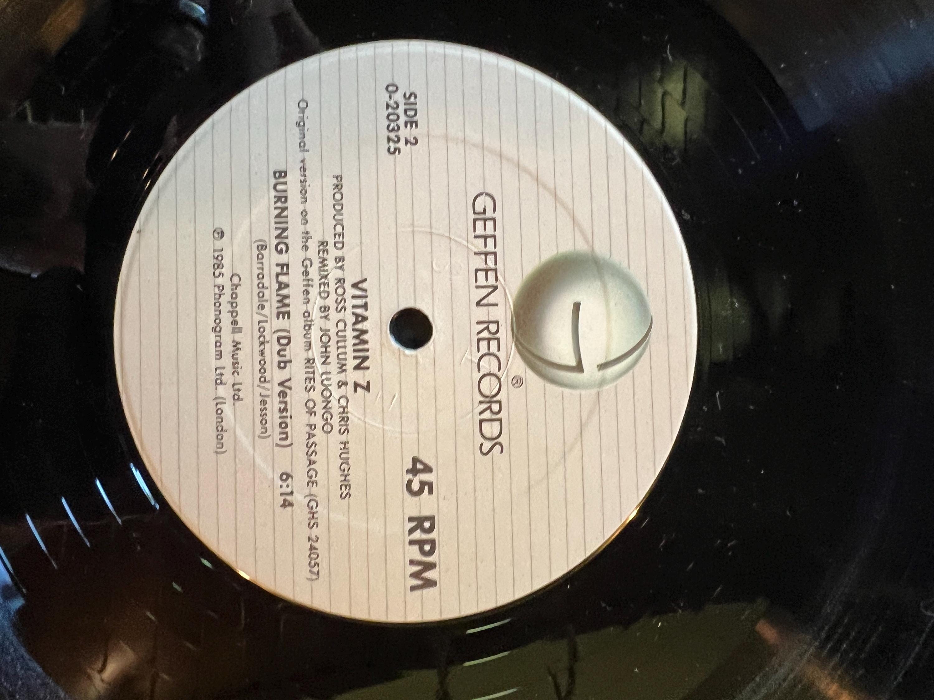 Vitamin Z “Burning Flame” LP - 1985 Geffen Retro Vinyl Record