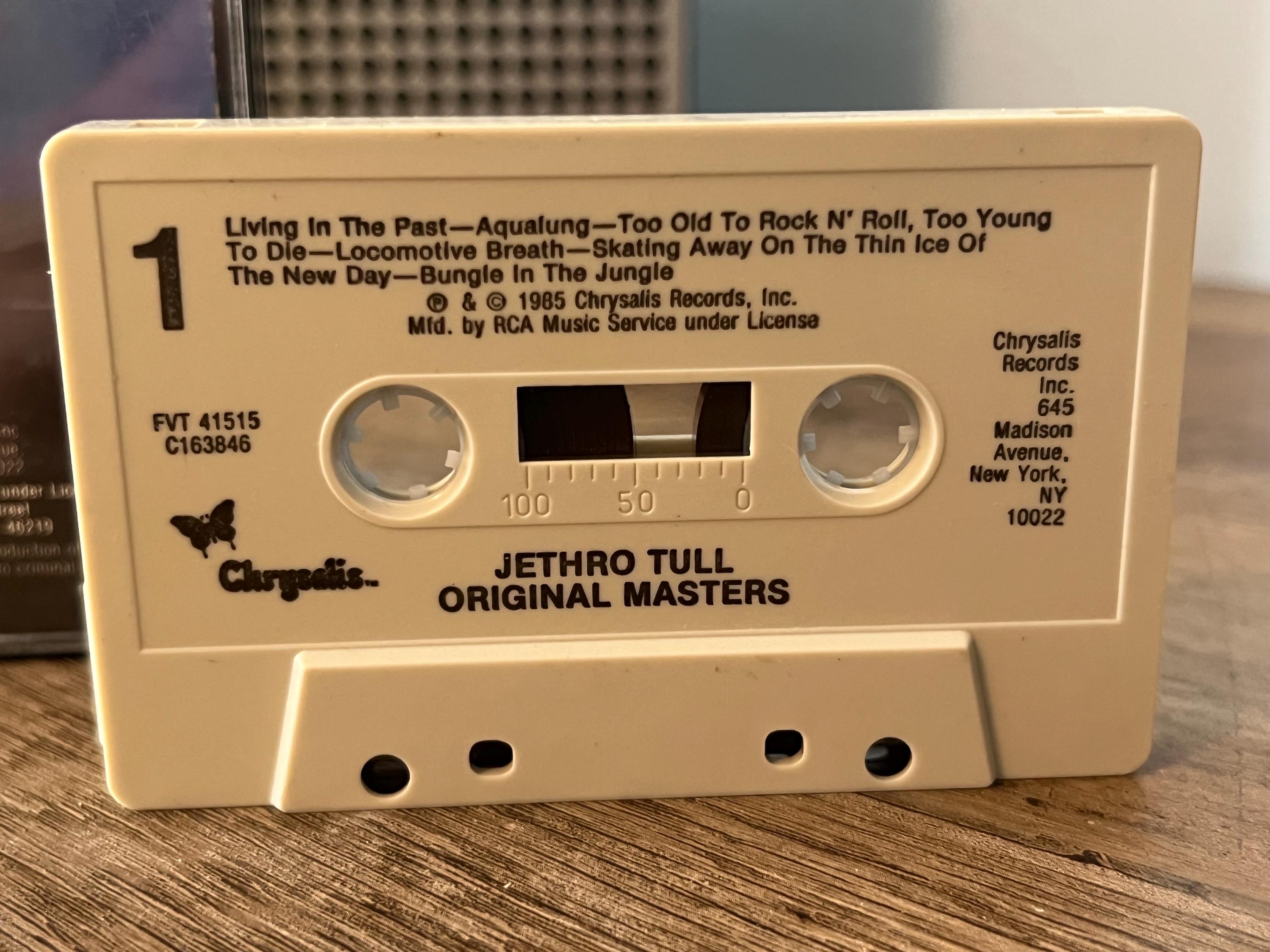 Vintage 1985 Jethro Tull "Original Masters" Cassette Tape