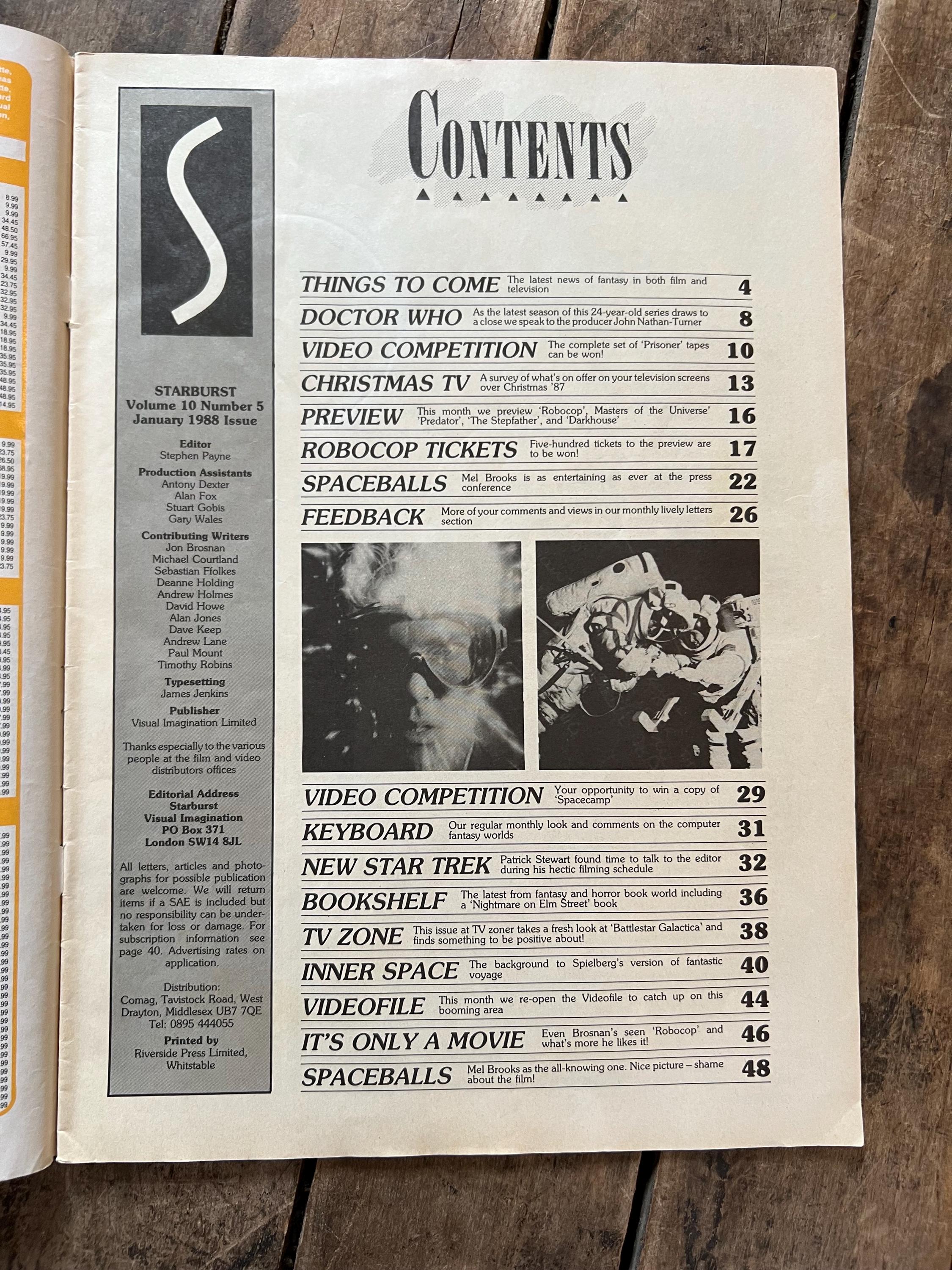 Starburst Magazine - January 1988 Issue - Arnold Schwarzenegger PREDATOR preview Collectible Magazine