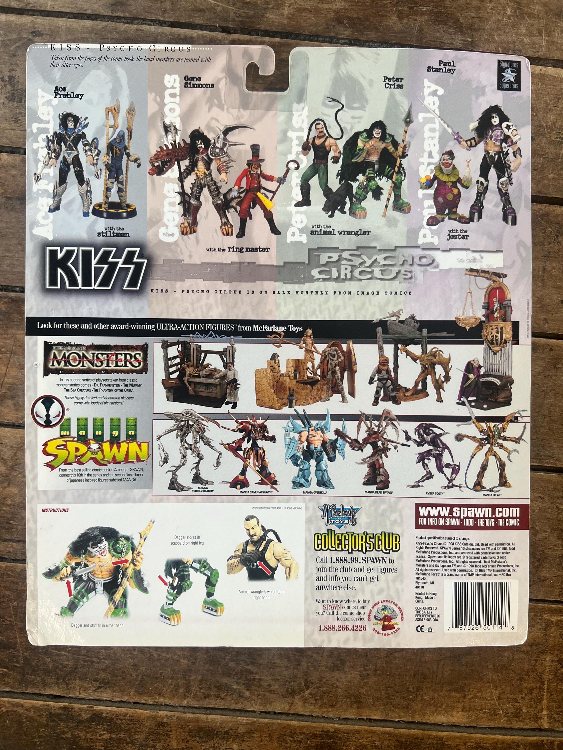 Vintage 1998 McFarlane Toys -KISS Psycho Circus Peter Criss Action Figure / The Animal Wrangler MOC - KISS Collectibles Original Sealed Card