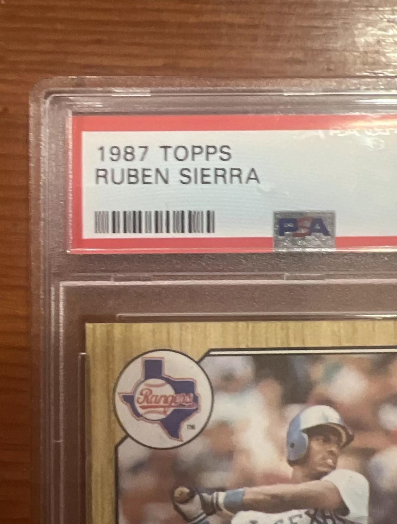 Vintage 1987 Topps Ruben Sierra Rookie Card - Texas Rangers - PSA 8 Graded