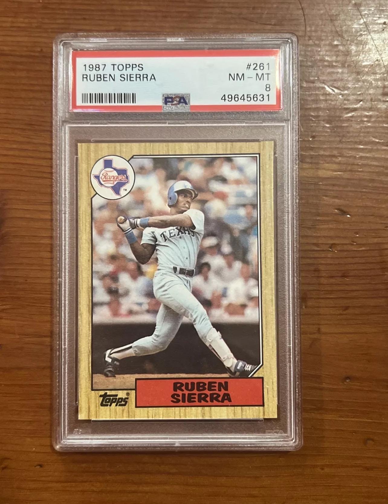 Vintage 1987 Topps Ruben Sierra Rookie Card - Texas Rangers - PSA 8 Graded