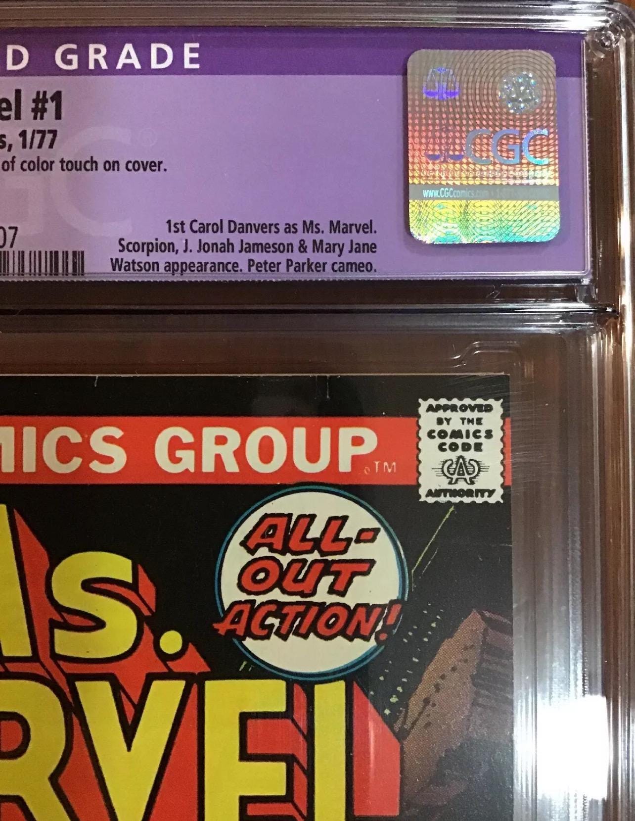 Vintage January 1977 Ms Marvel MARVEL COMIC #1 / Graded Comic CGC 8.0. / First appearance of Carol Danvers as Ms. Marvel - key issue