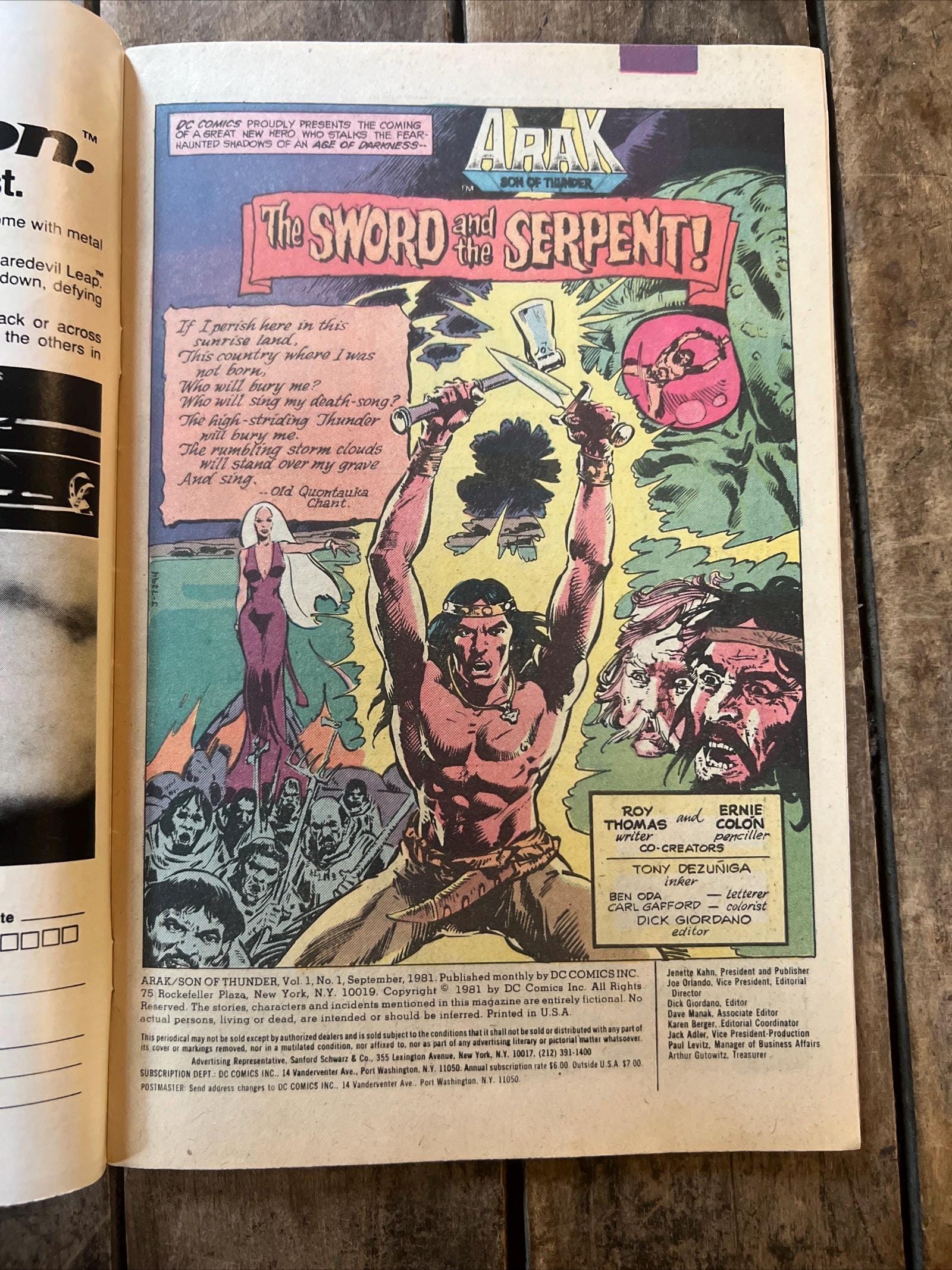 Arak, Son of Thunder #1 (1981) Newsstand Edition - DC Comics - Big 1st Issue