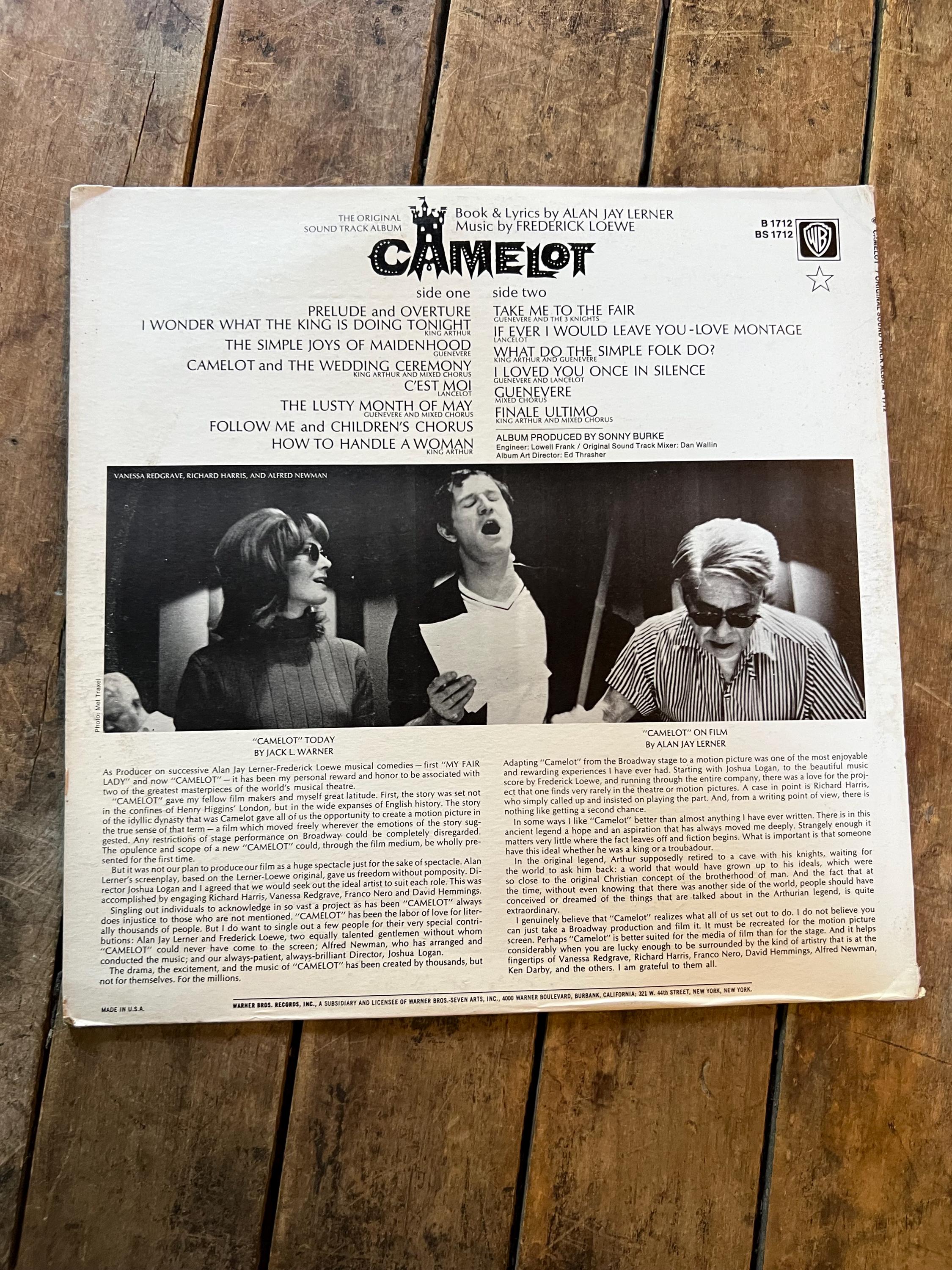 Camelot (Original Motion Picture Soundtrack) LP- 1967 Warner Bros Retro Vinyl Record