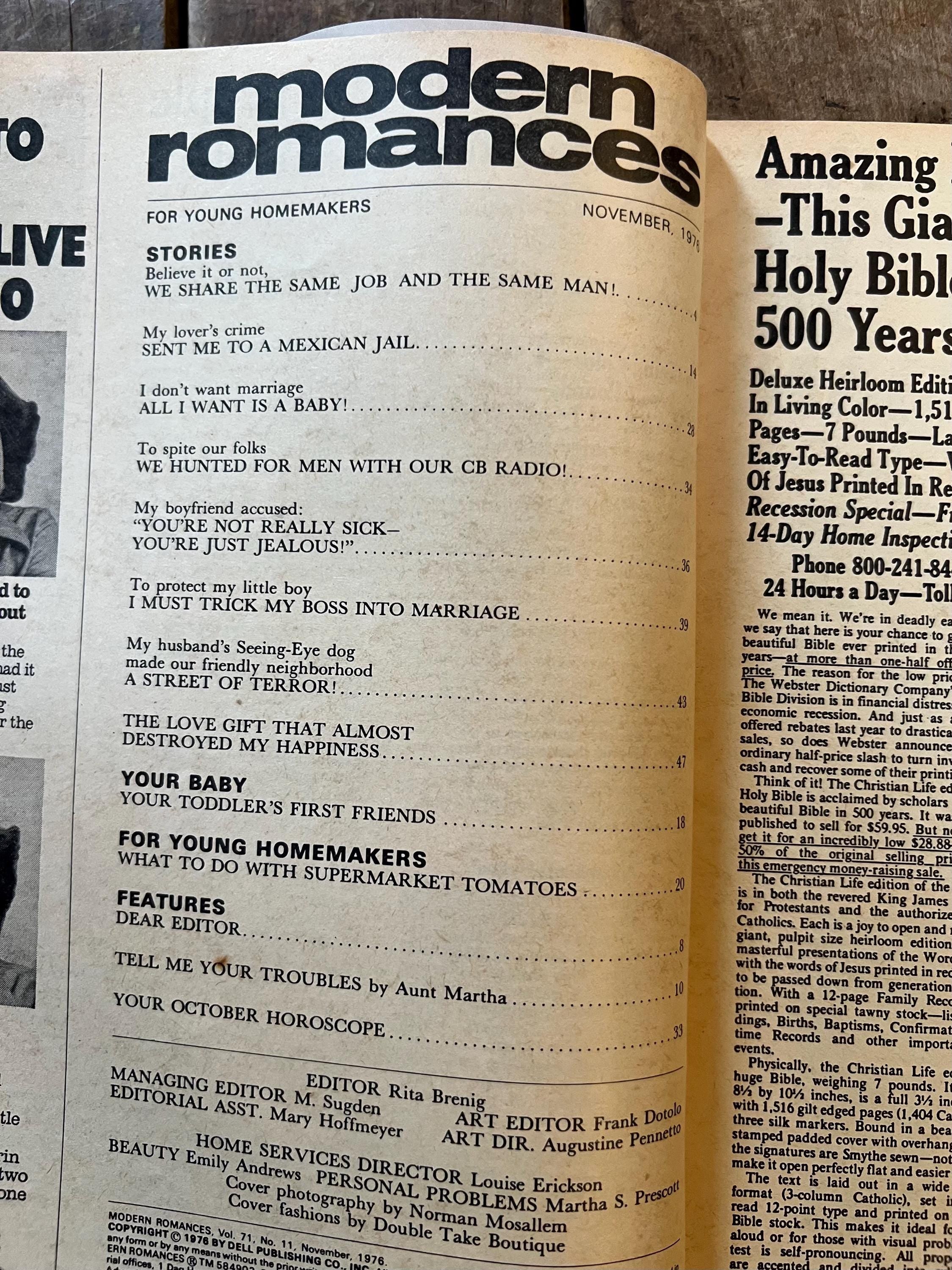Dell Modern Romances Magazine (November 1976)  Magazine For The Young Homemaker