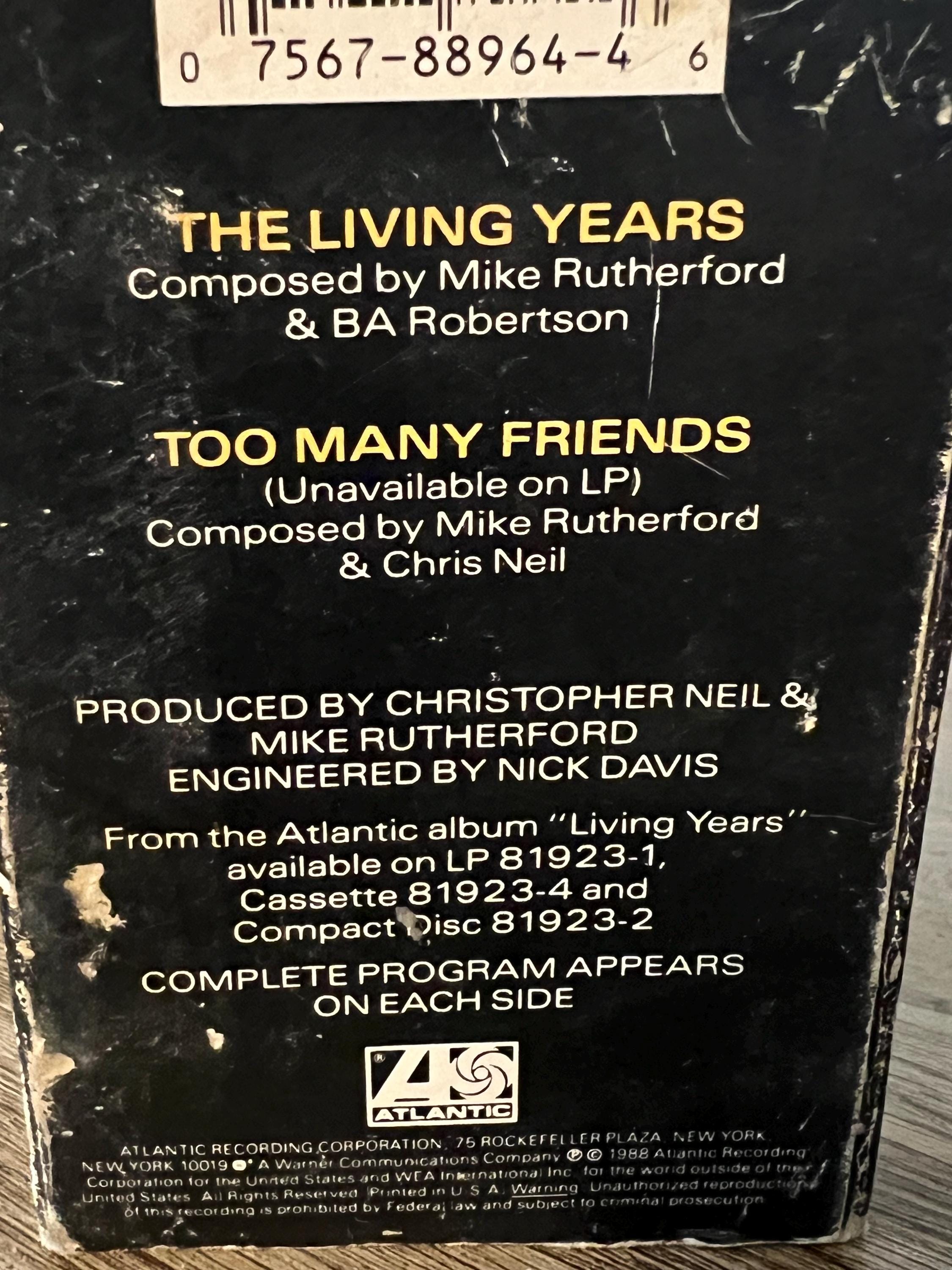 Vintage 1988 Mike + The Mechanics Cassette Tape: The Living Years