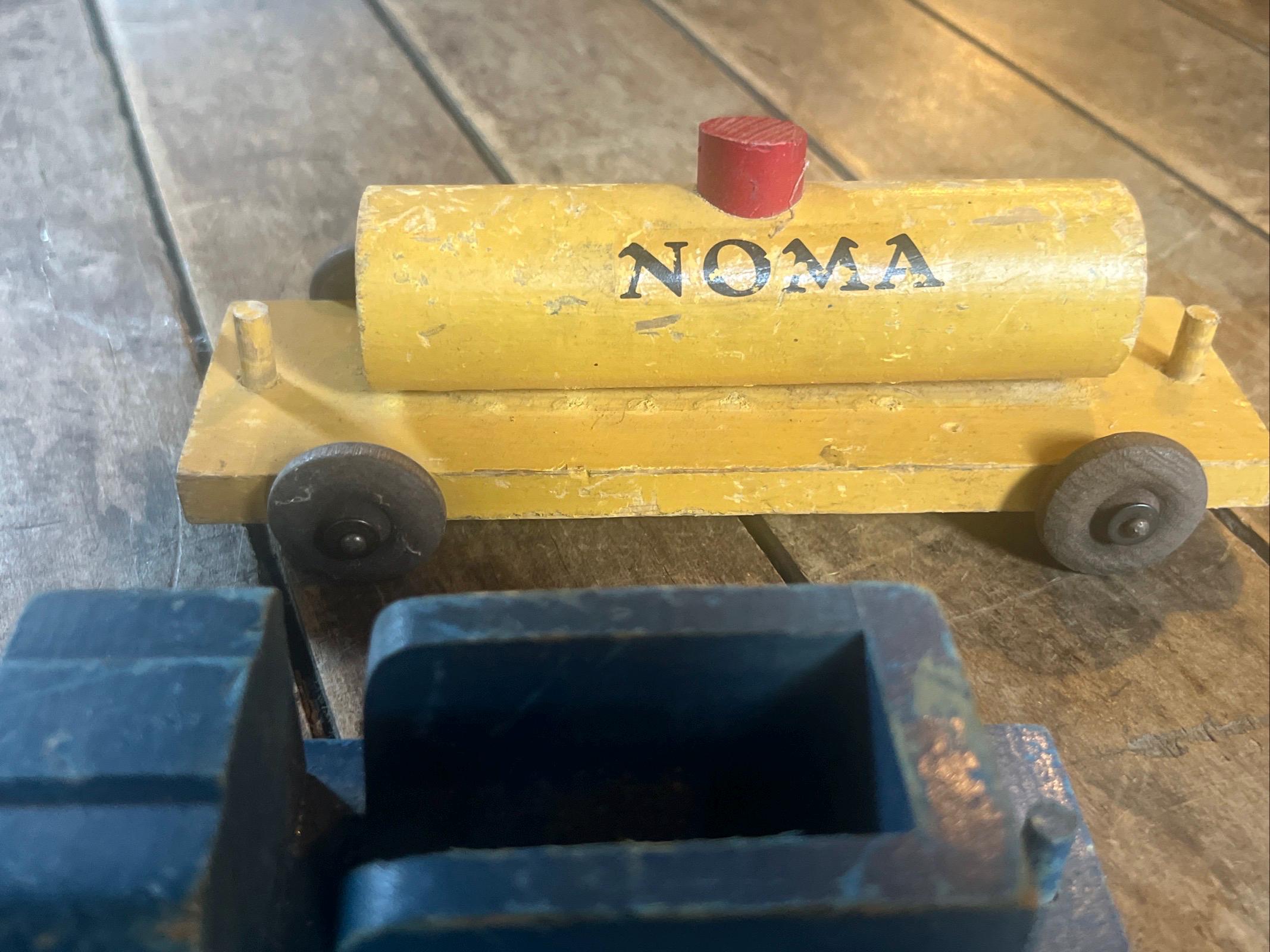 Vintage 1940s NOMA Woodies Wooden Train Set: WWII Era Toy