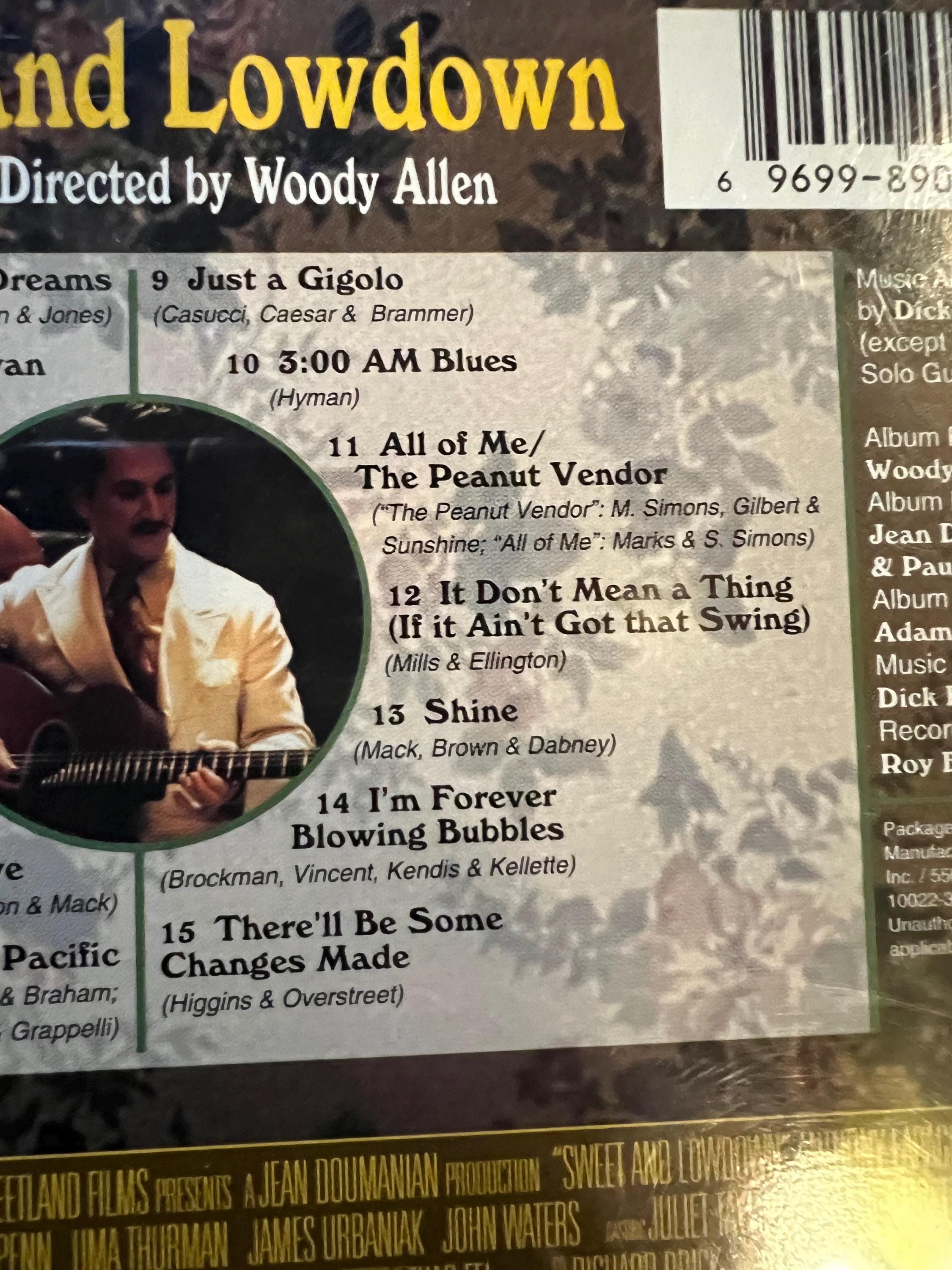 Sweet and Lowdown CD – Woody Allen Soundtrack, 1999