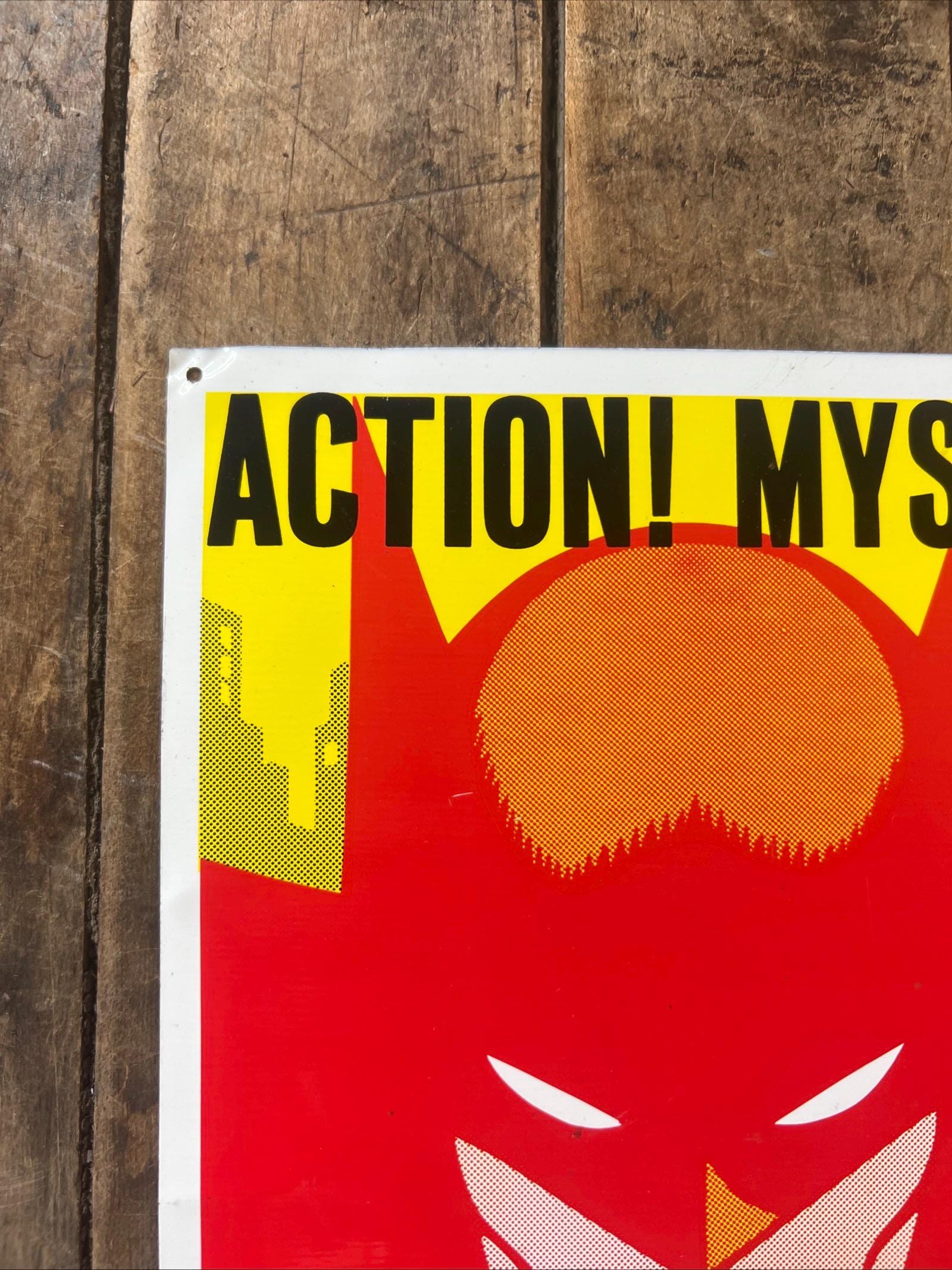 1990 BATMAN and ROBIN - DC Comics - Kitchen Sink Press - Embossed Metal sign Advertising - Daily Comic Strip Sign