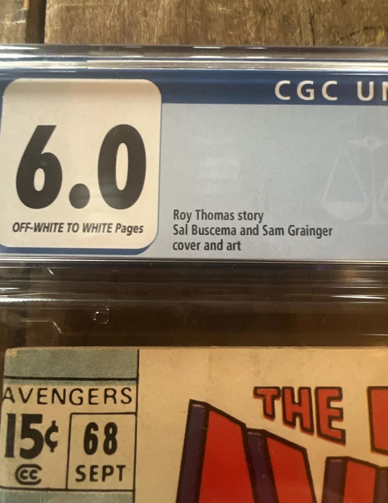 1969 The Mighty AVENGERS #68 - Marvel Comics - 15 Cent Comic - CGC Graded 6.0 - Ultron-6 Appearance