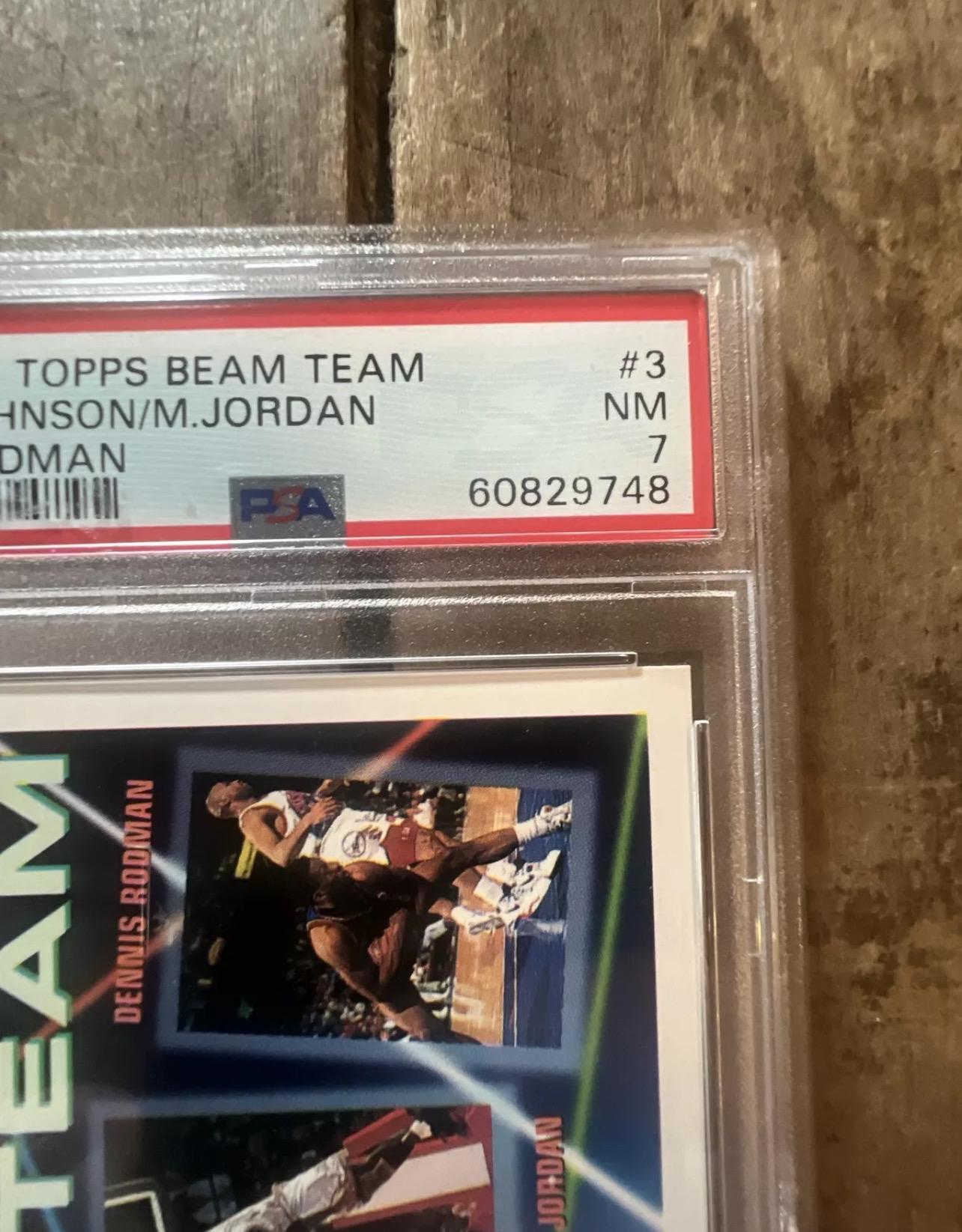 1992 Topps Beam Team Basketball Card: Jordan, Rodman, Johnson - PSA 7