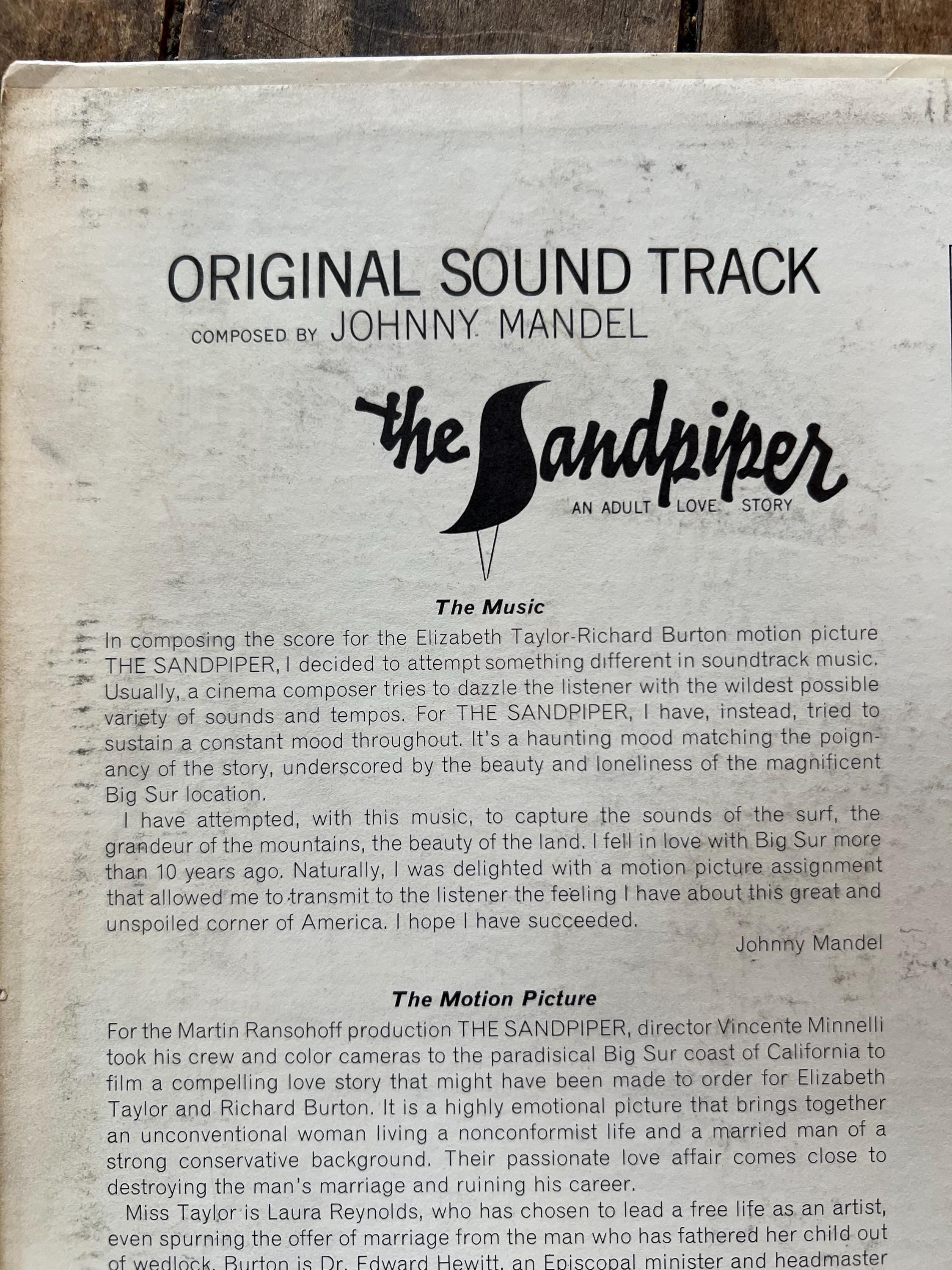 The Sandpiper Soundtrack LP: Johnny Mandel, 1965 Mercury Records